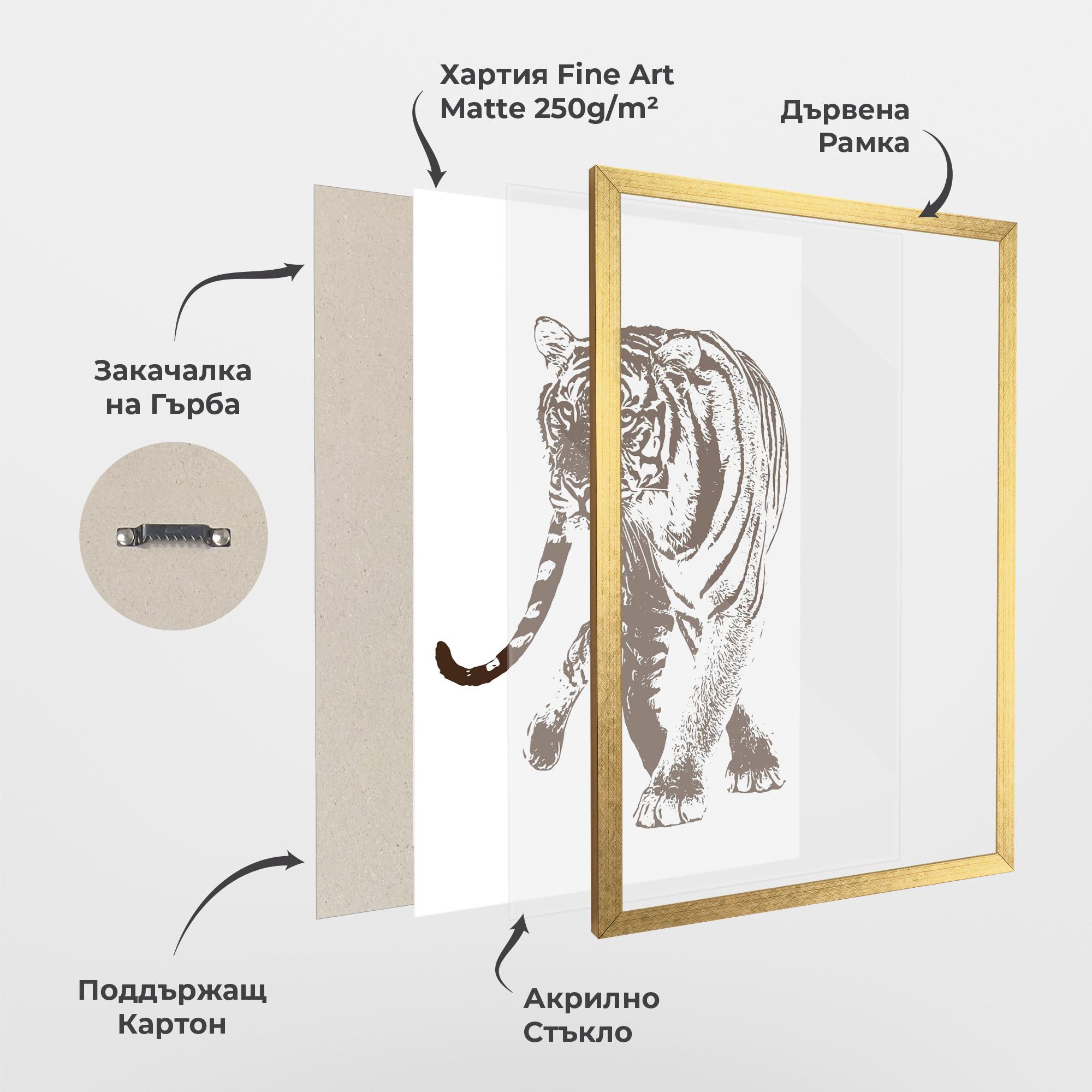 Рамкиран постер Brown Line Tiger mockup 1