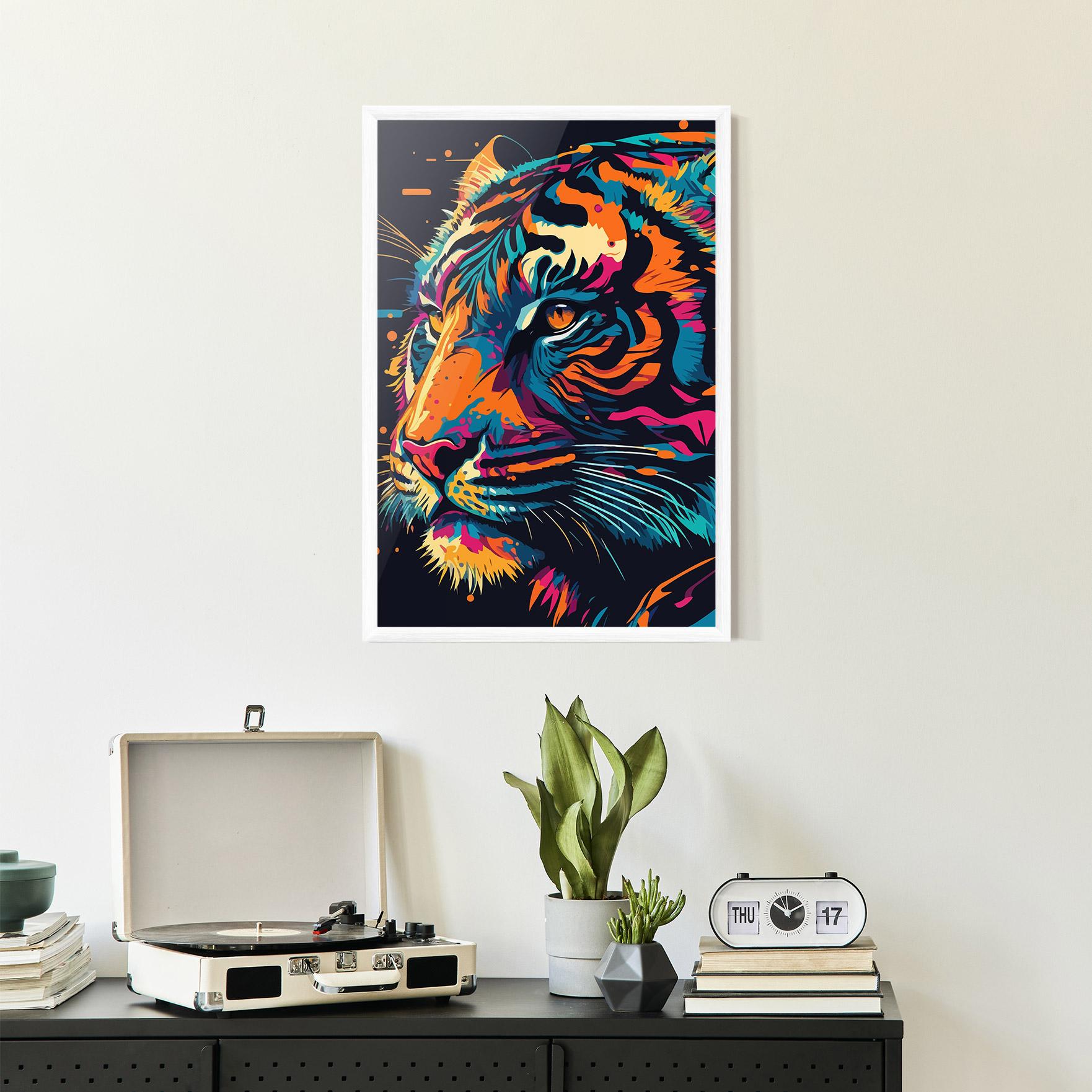 Рамкиран постер Colorful Tiger mockup 2