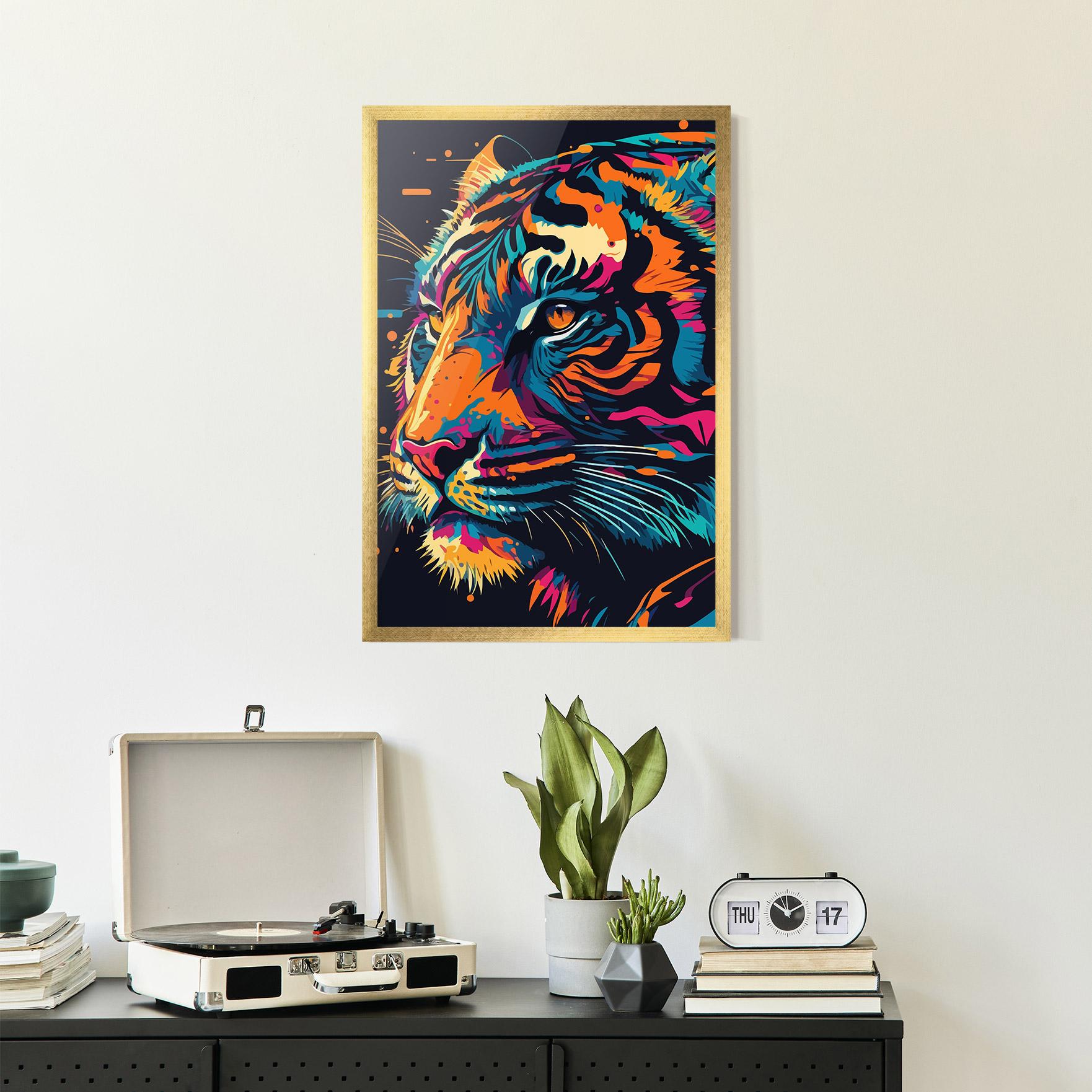 Рамкиран постер Colorful Tiger mockup 2