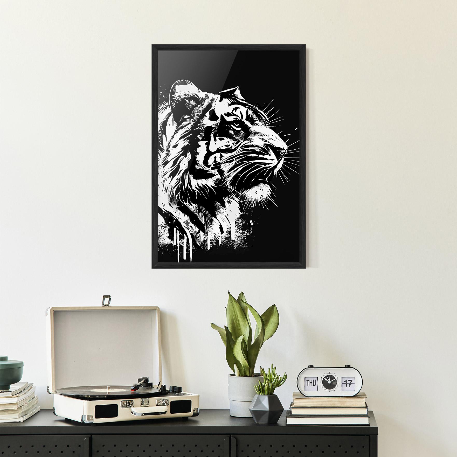 Рамкиран постер White Ink Tiger mockup 2