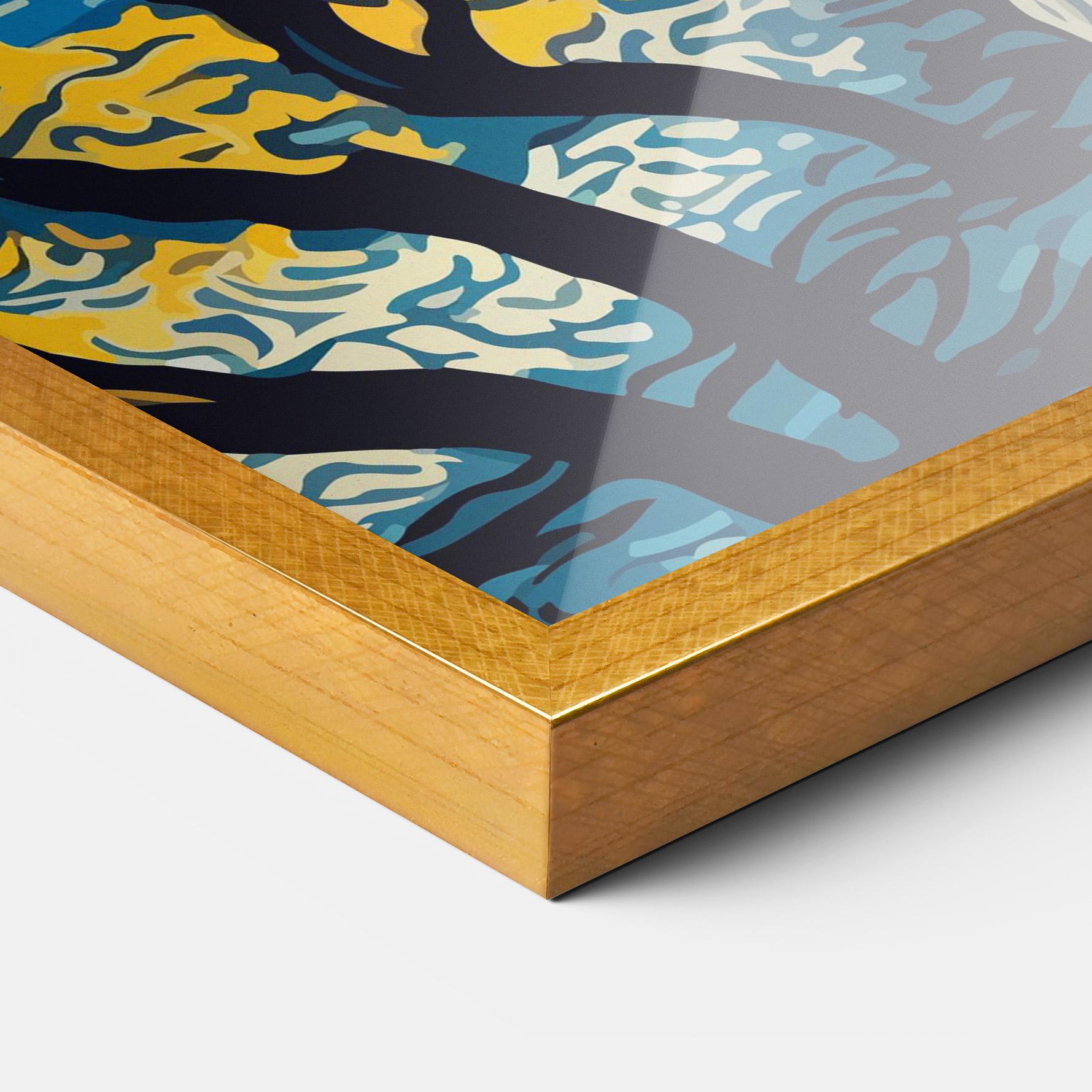 Рамкиран постер Tiger Blue Painting mockup 3