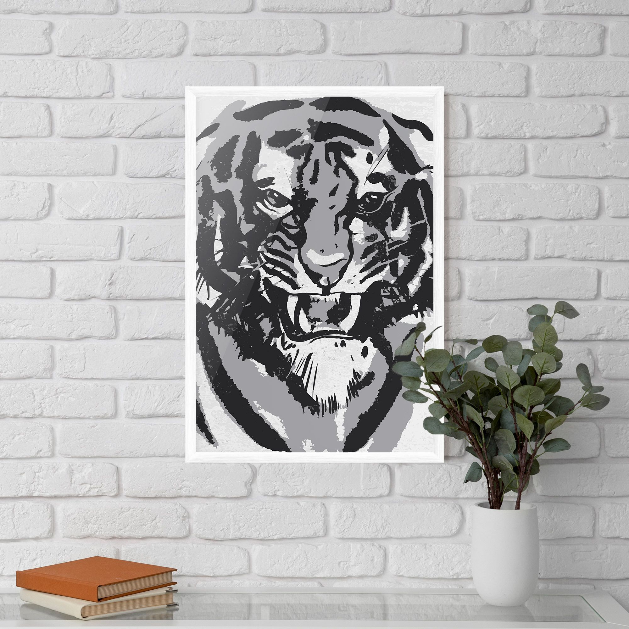 Grey Tiger Head mockup 5