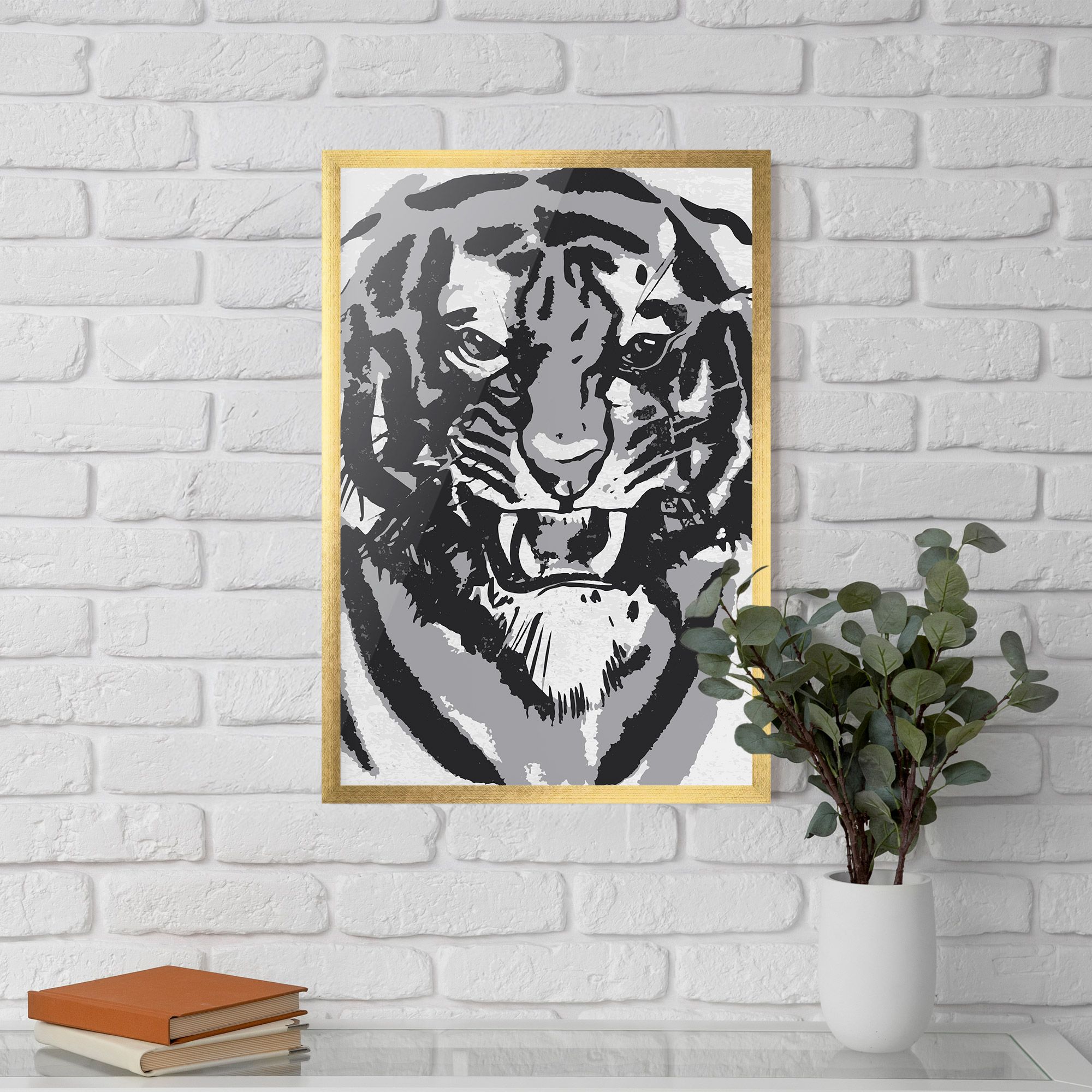 Grey Tiger Head mockup 5
