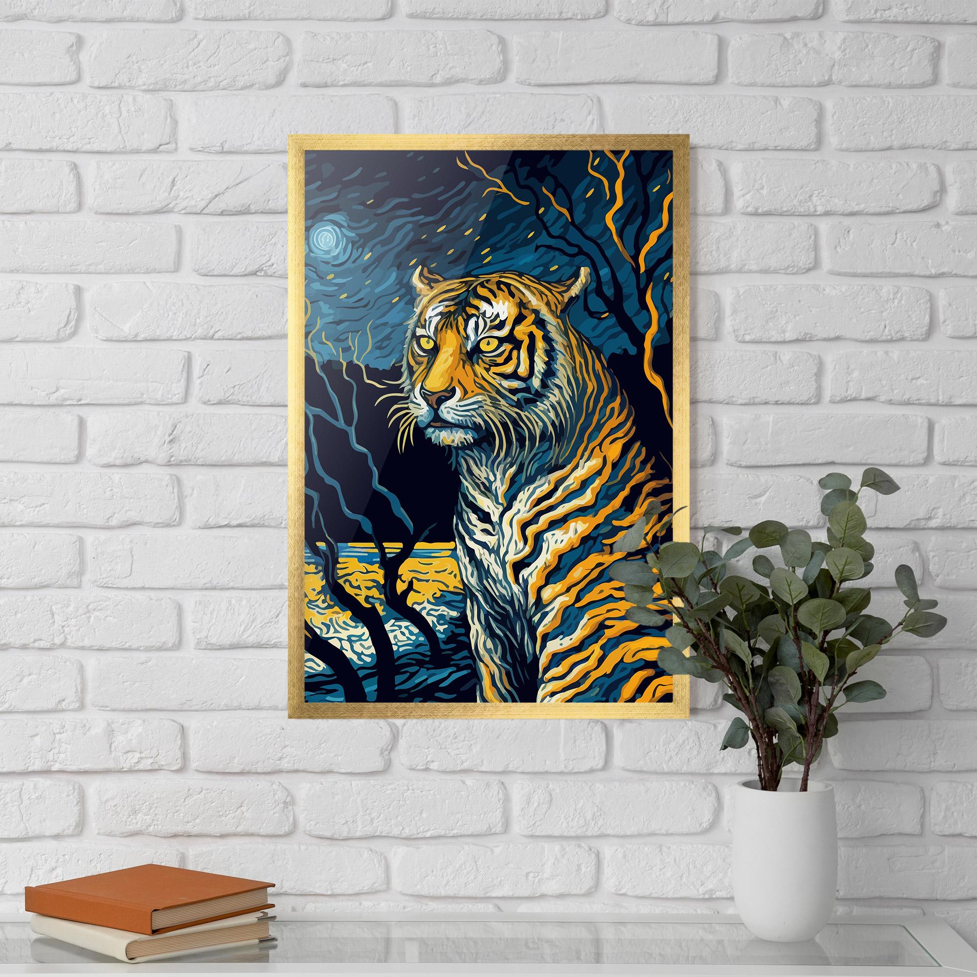 Рамкиран постер Tiger Blue Painting mockup 5
