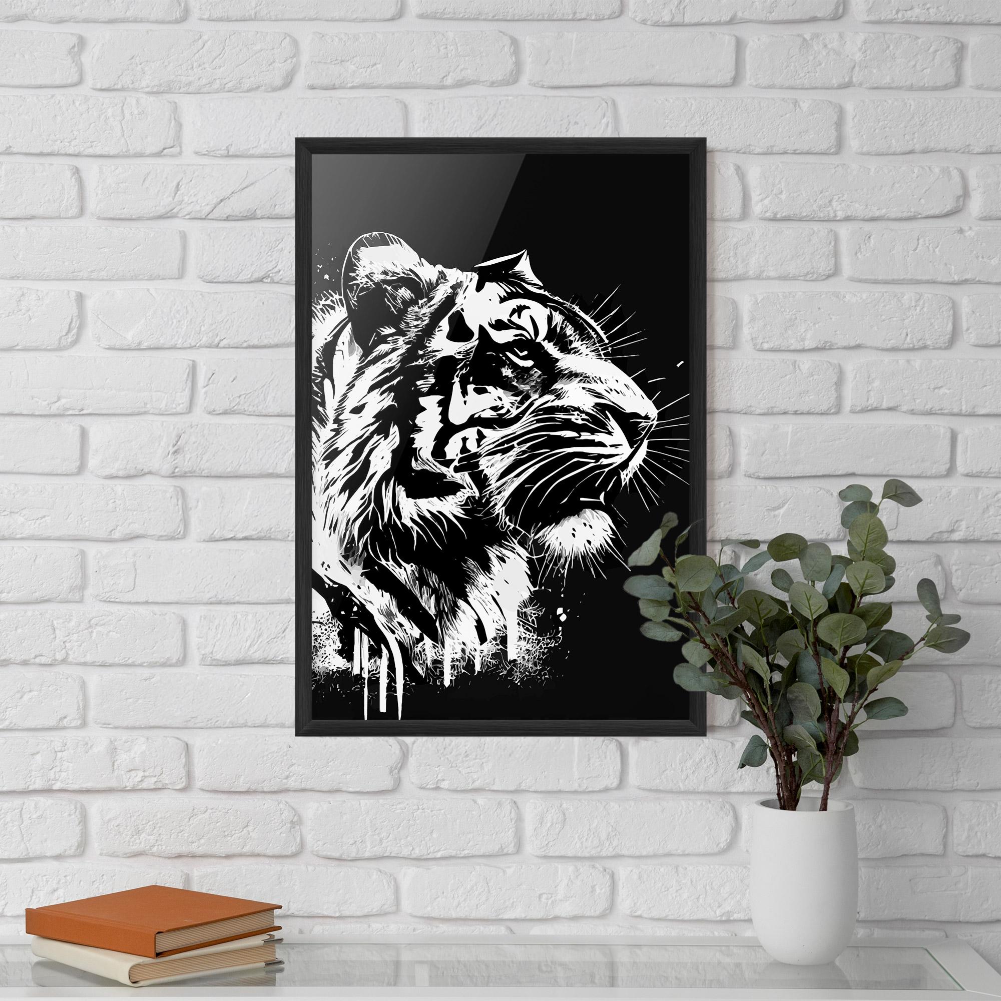 Рамкиран постер White Ink Tiger mockup 5