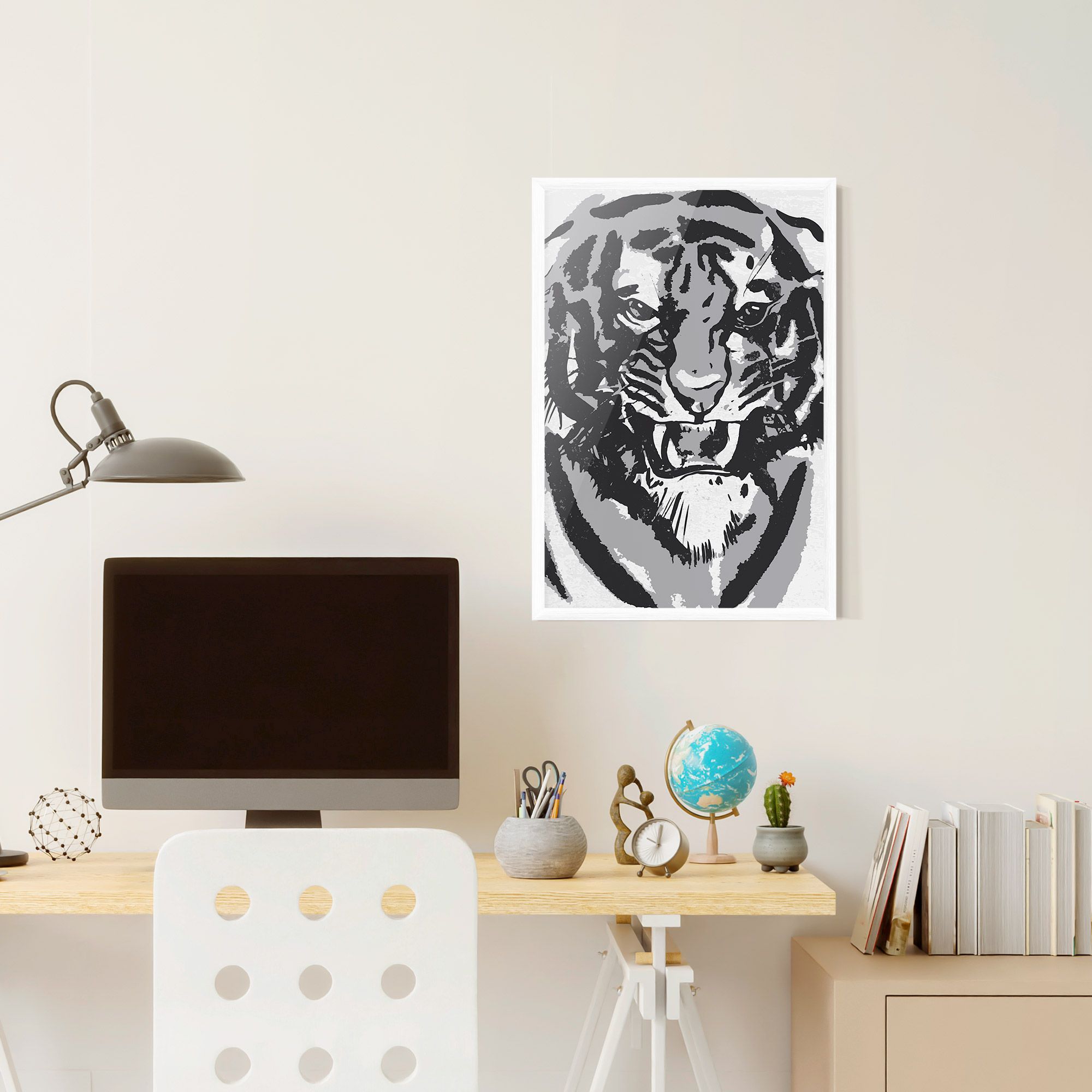 Grey Tiger Head mockup 6
