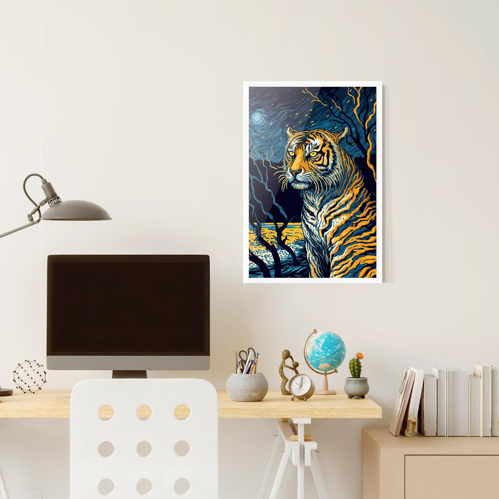 Рамкиран постер Tiger Blue Painting mockup 6