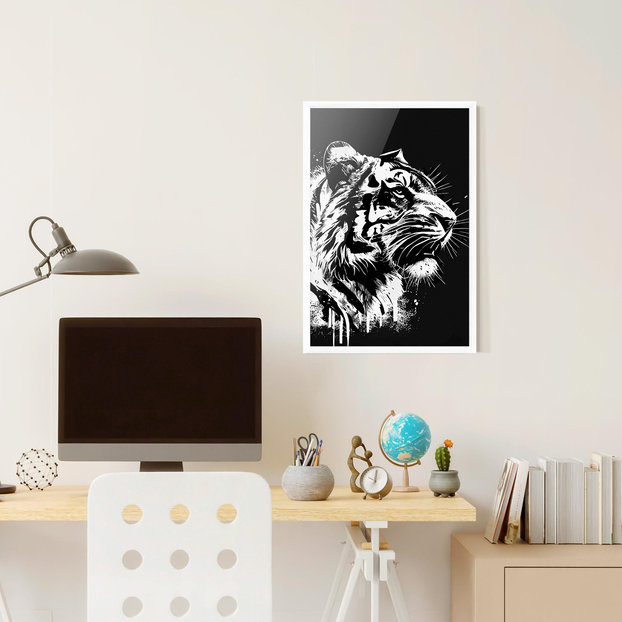 Рамкиран постер White Ink Tiger mockup 6