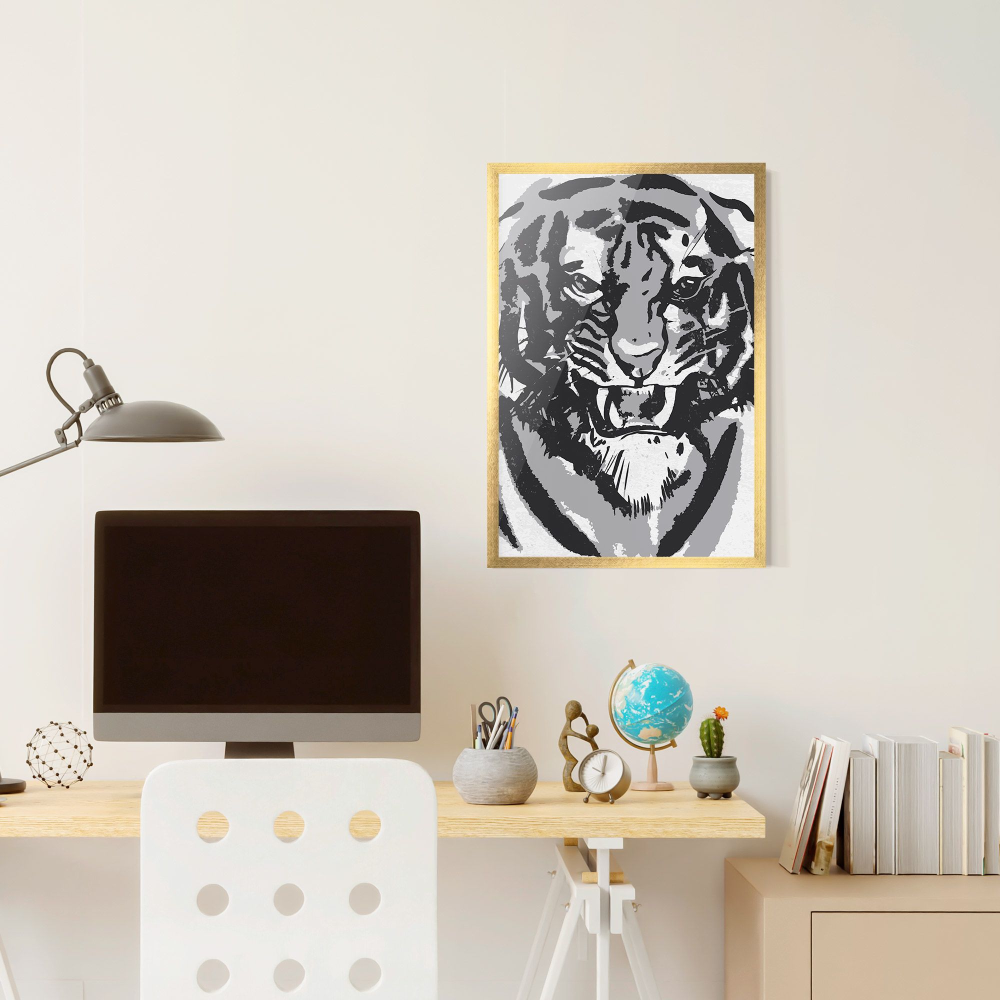 Grey Tiger Head mockup 6
