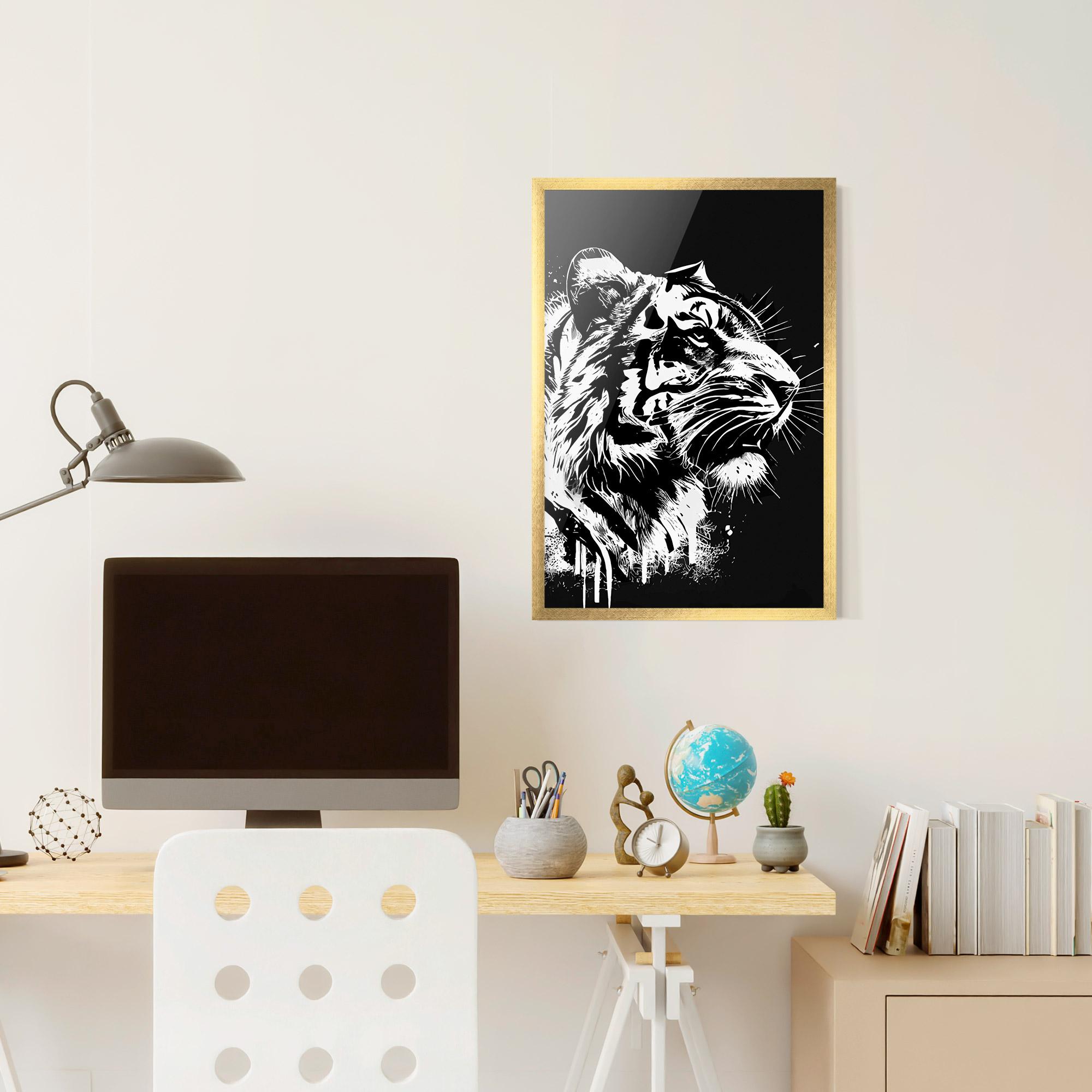 Рамкиран постер White Ink Tiger mockup 6