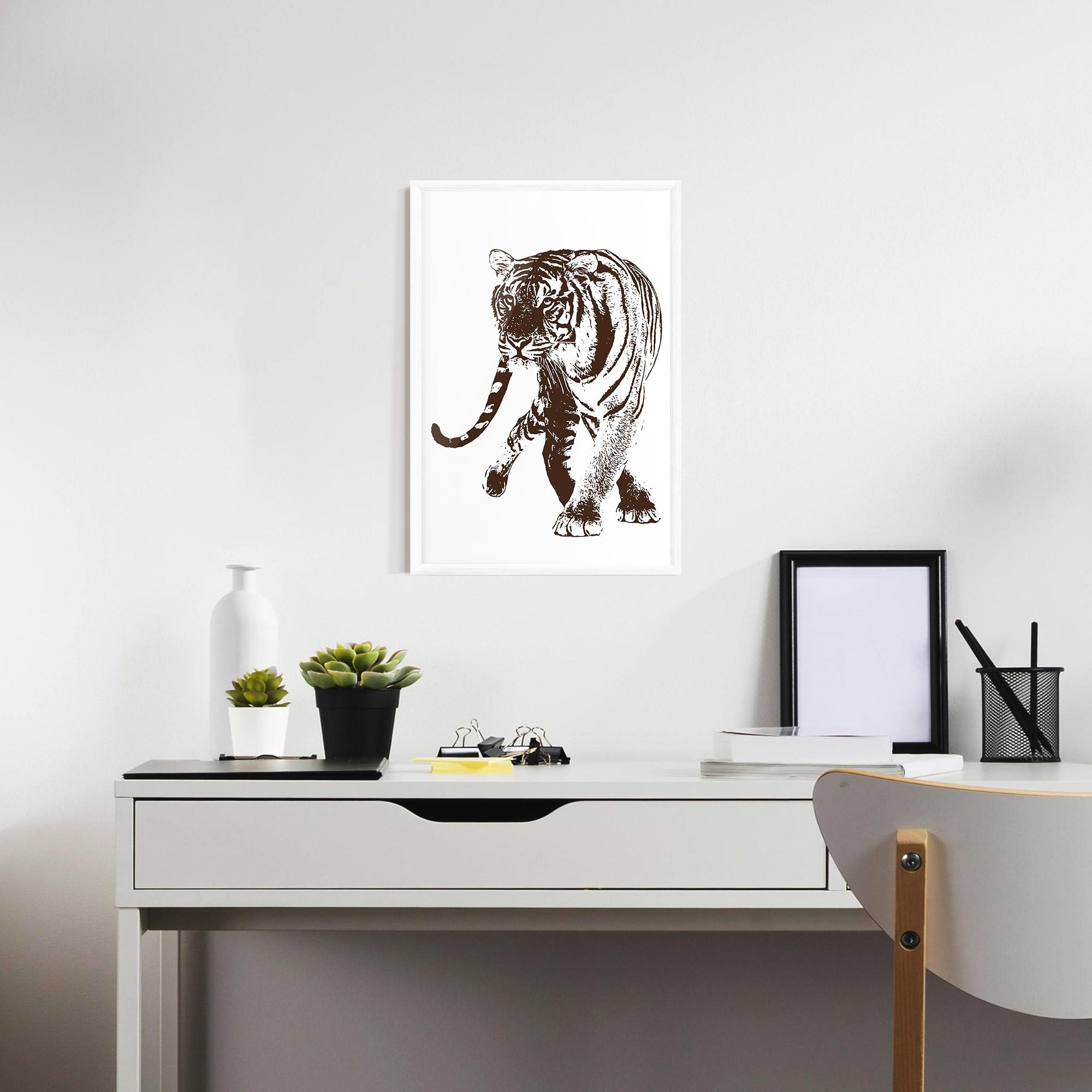 Рамкиран постер Brown Line Tiger mockup 7