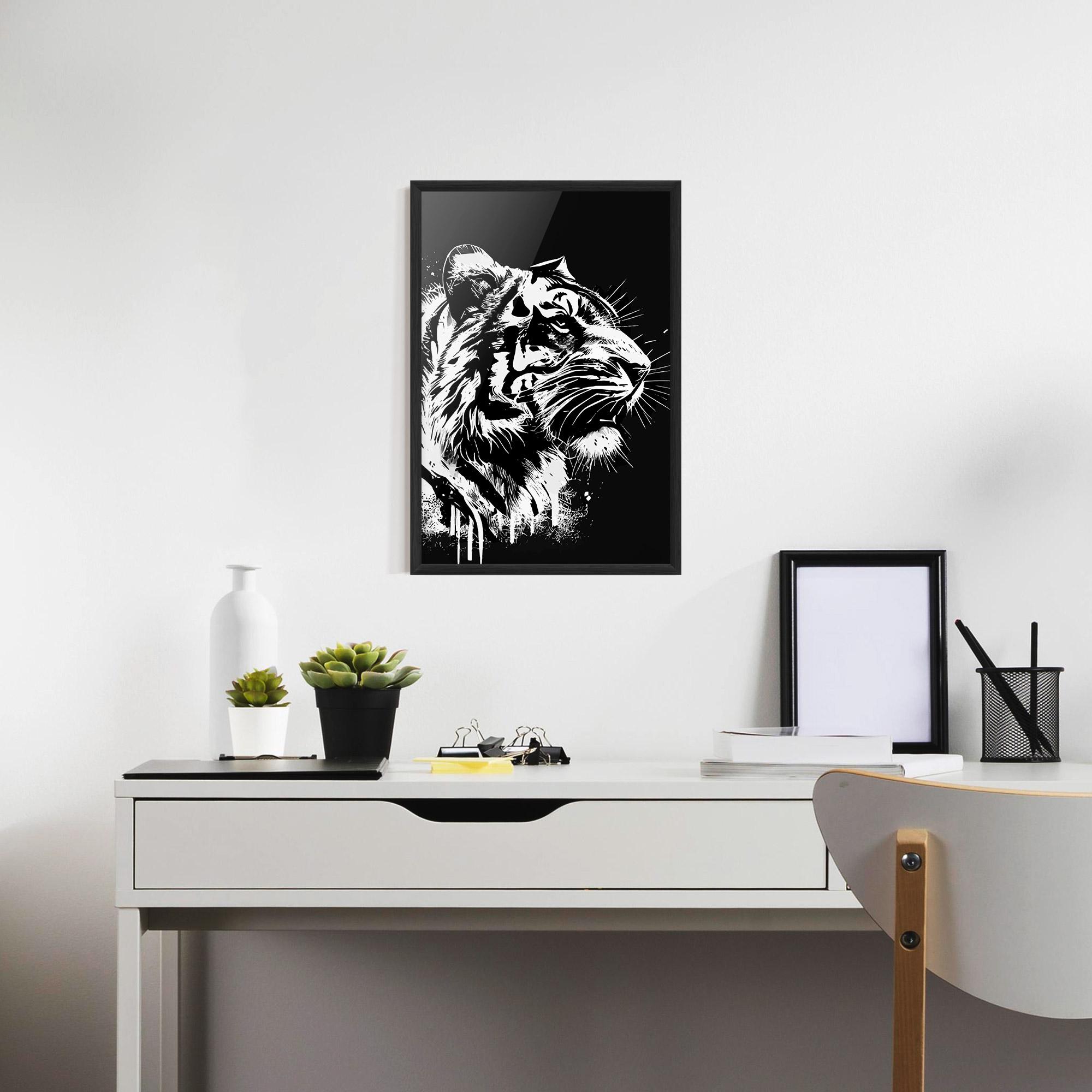 Рамкиран постер White Ink Tiger mockup 7