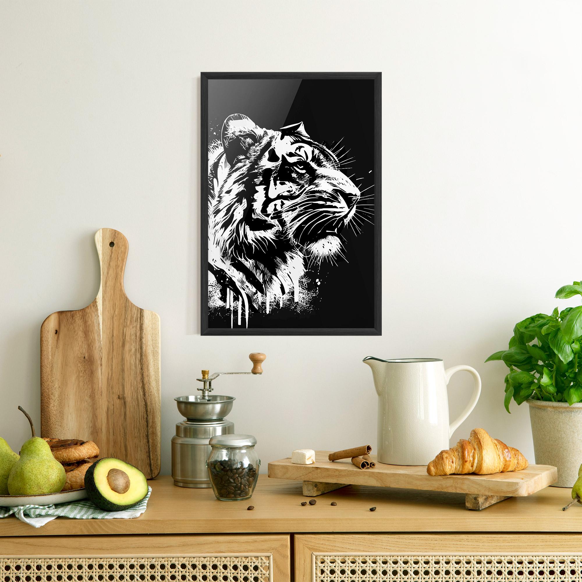 Рамкиран постер White Ink Tiger mockup 8