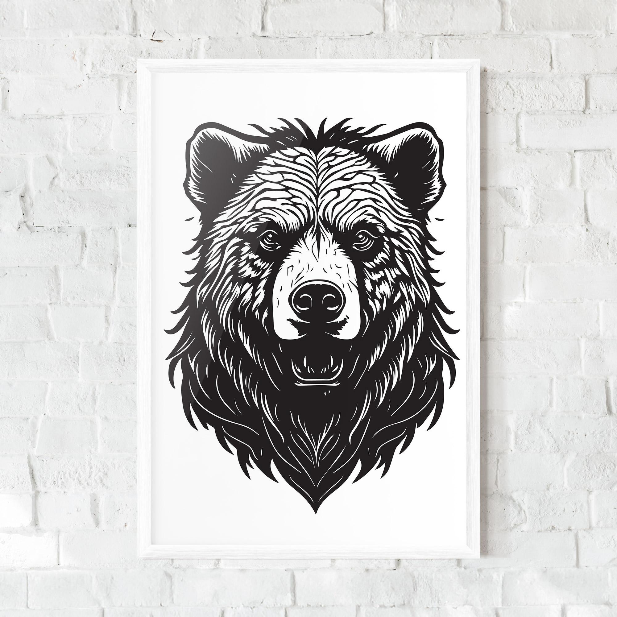 Рамкиран постер Bear Black Head mockup 0