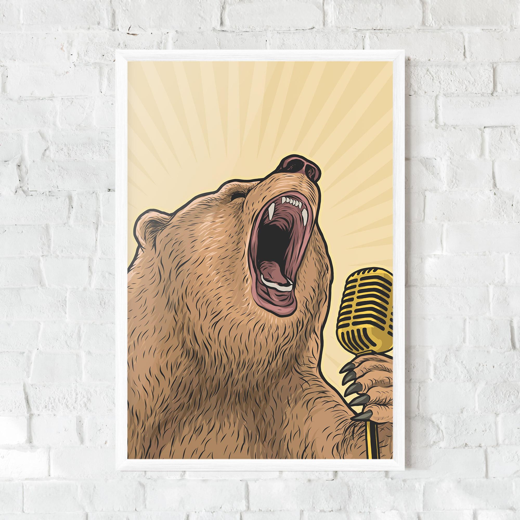 Рамкиран постер Bear Singing mockup 0