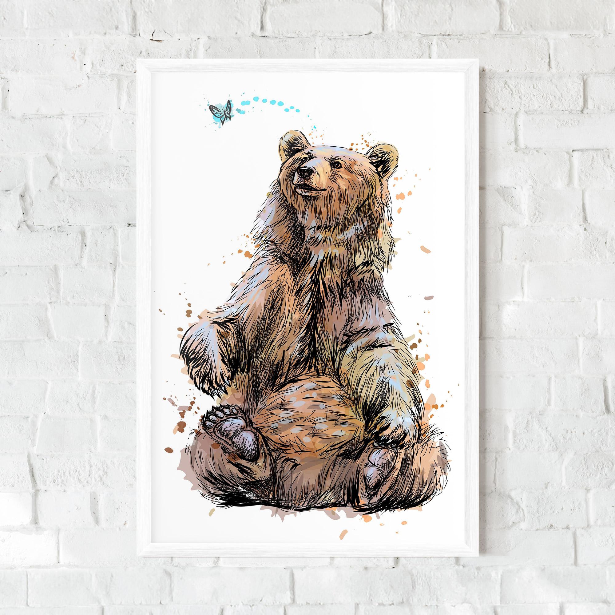 Рамкиран постер Butterfly Bear mockup 0