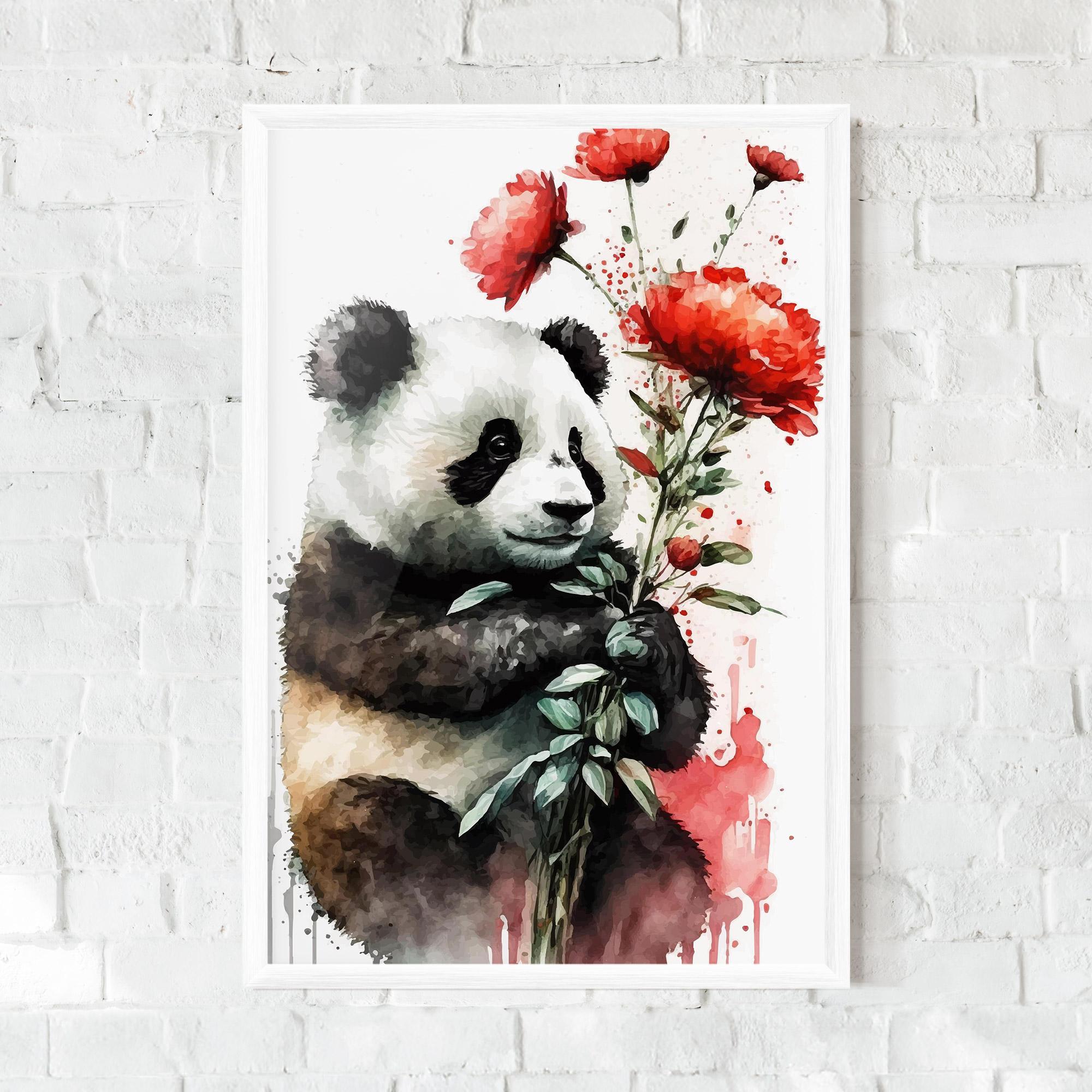 Рамкиран постер Red Flower Panda mockup 0
