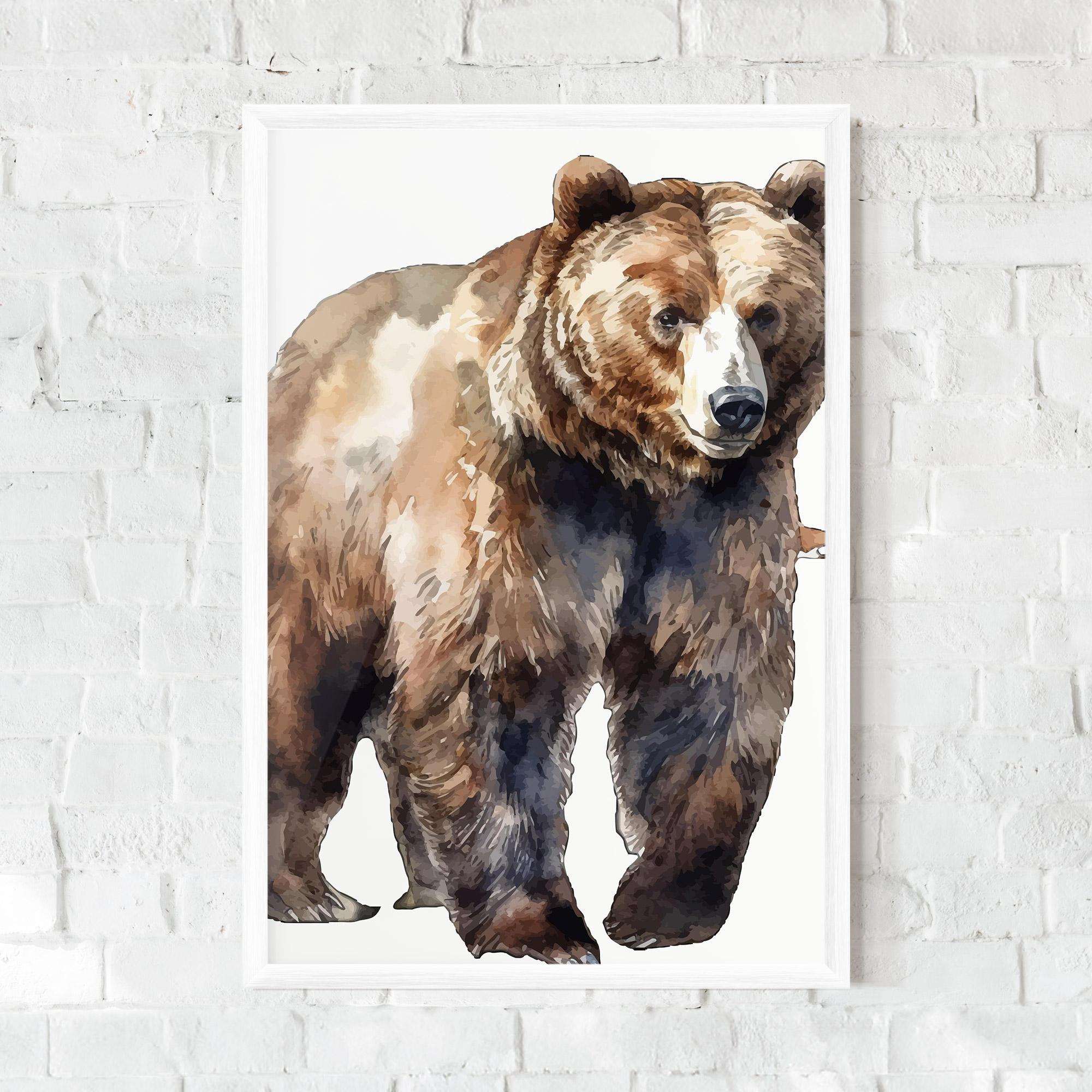 Рамкиран постер Watercolor Bear Art mockup 0