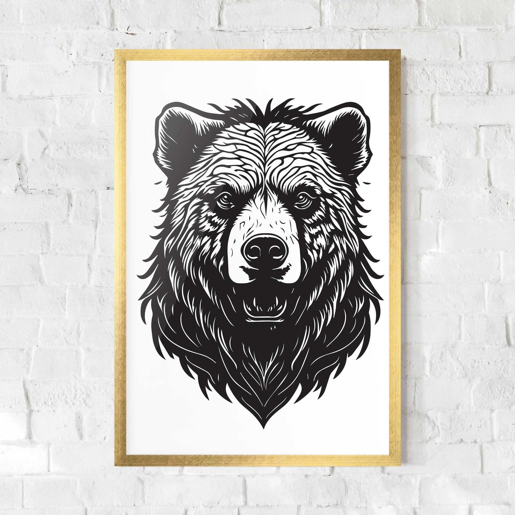 Рамкиран постер Bear Black Head mockup 0