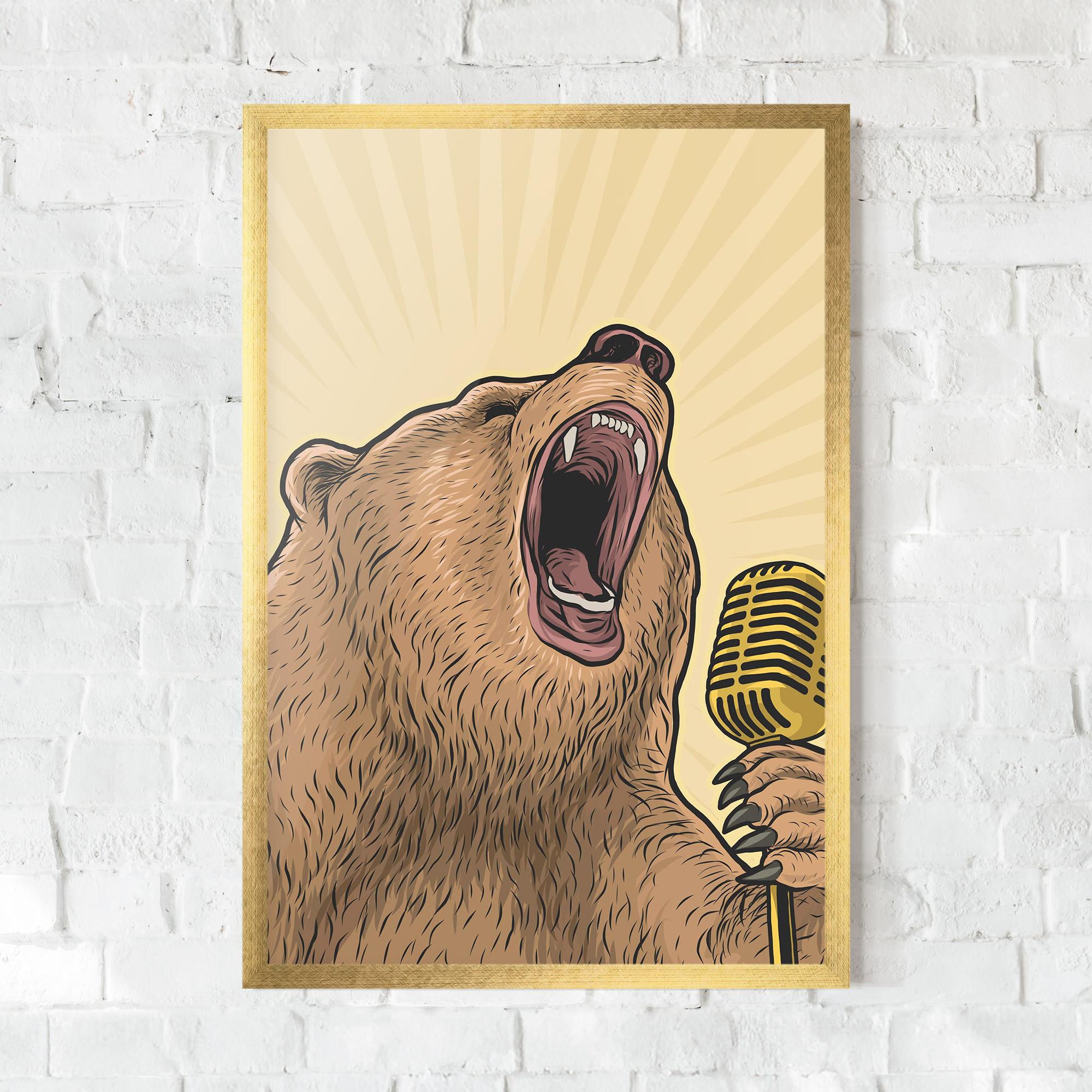 Рамкиран постер Bear Singing mockup 0