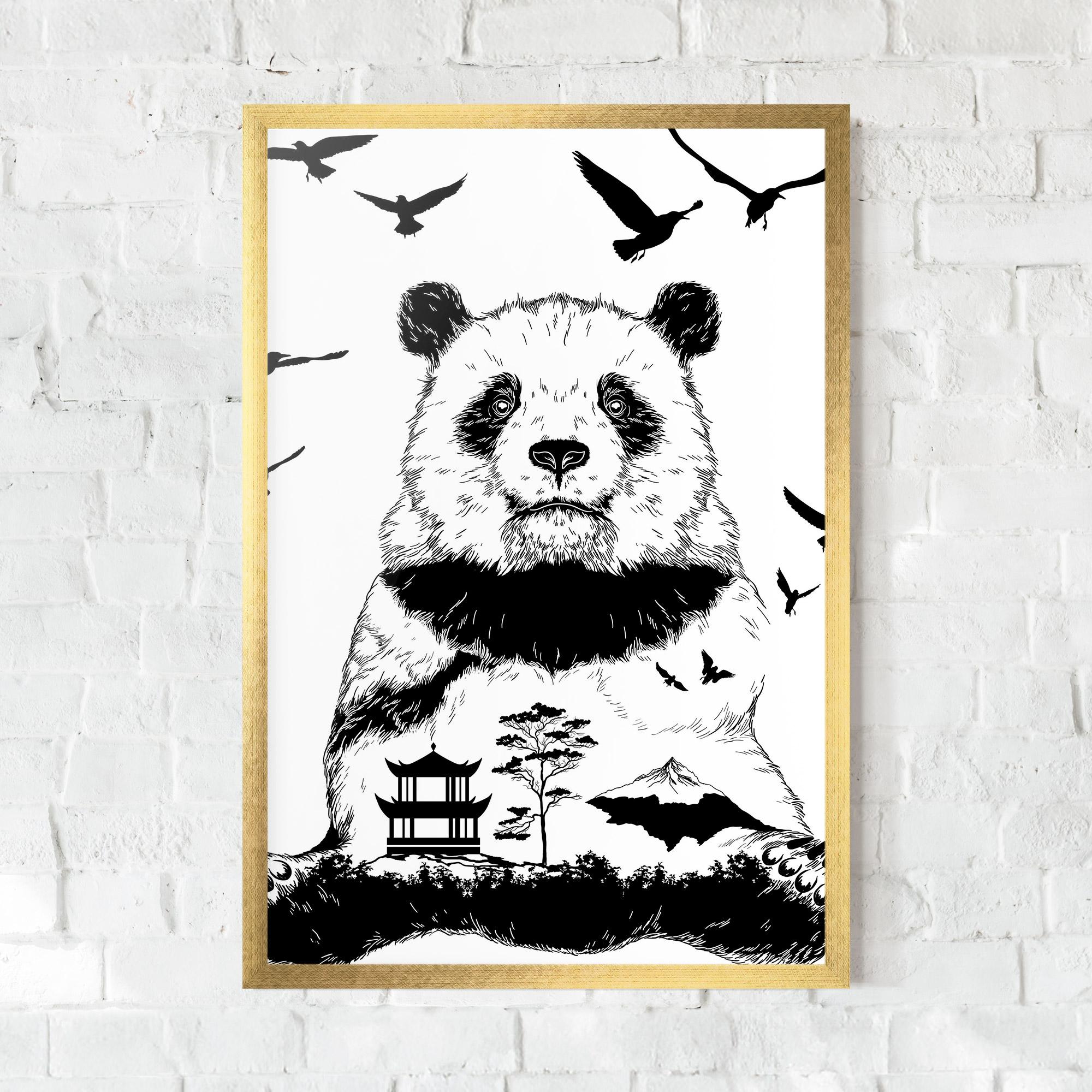 Рамкиран постер Panda Bear mockup 0