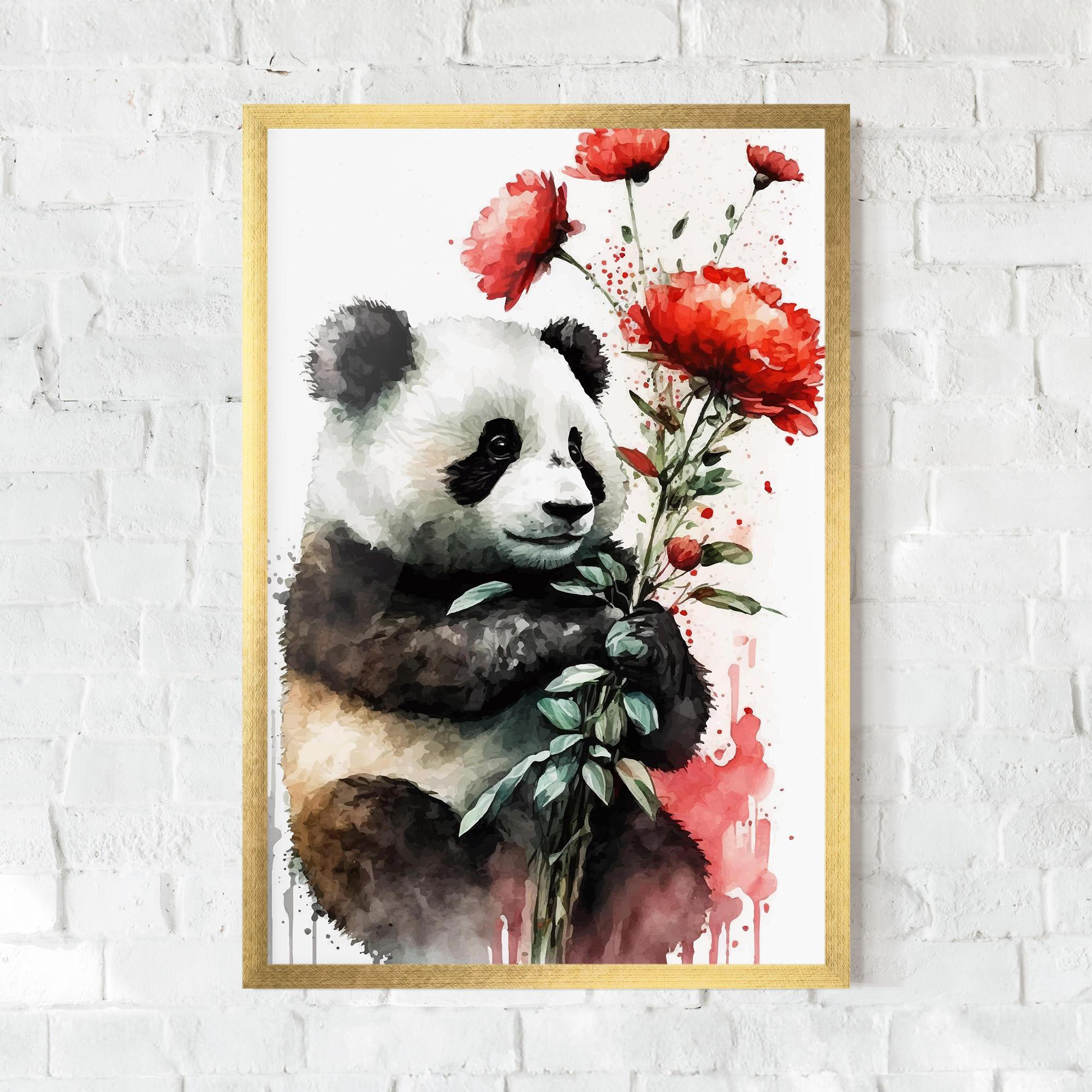 Рамкиран постер Red Flower Panda mockup 0