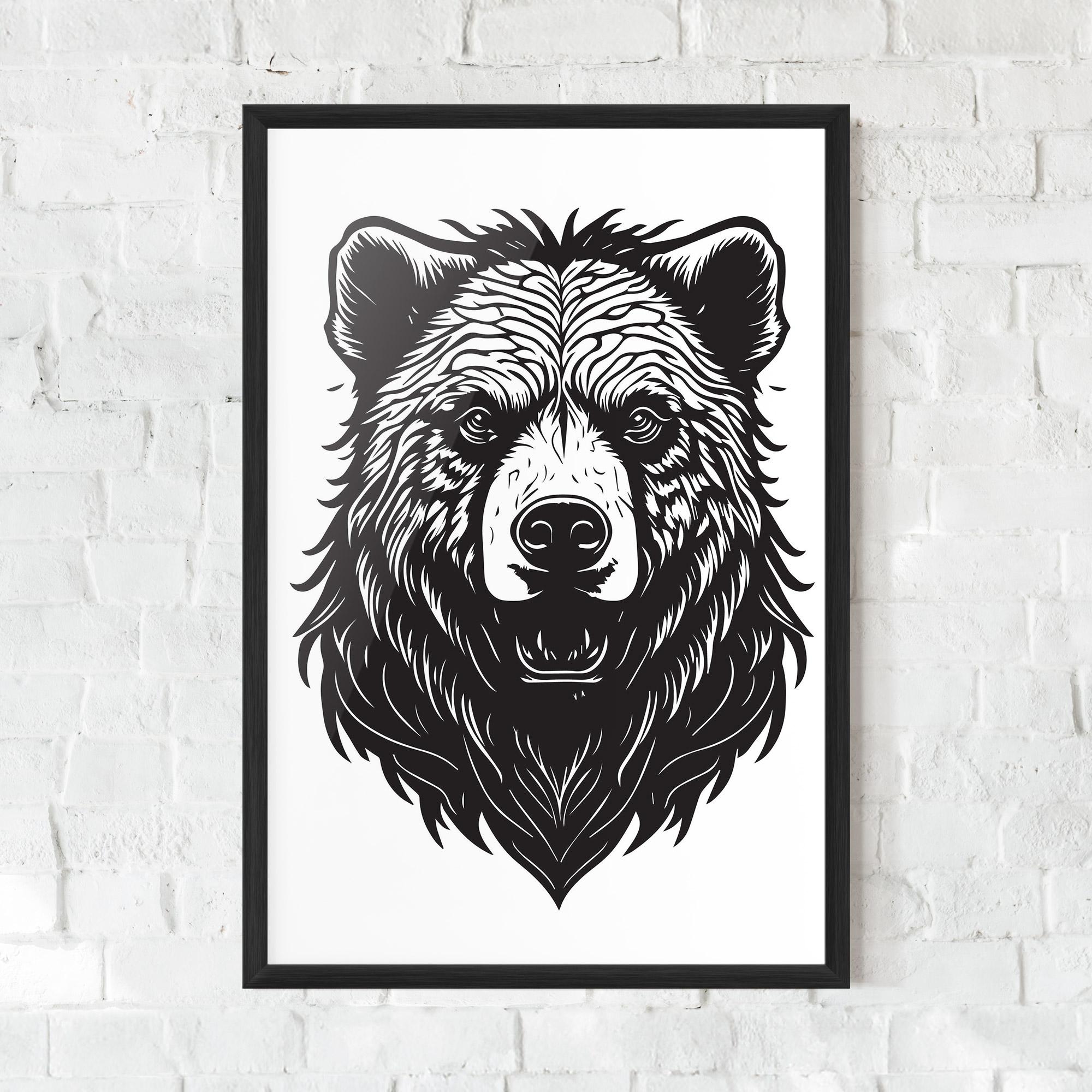 Рамкиран постер Bear Black Head mockup 0