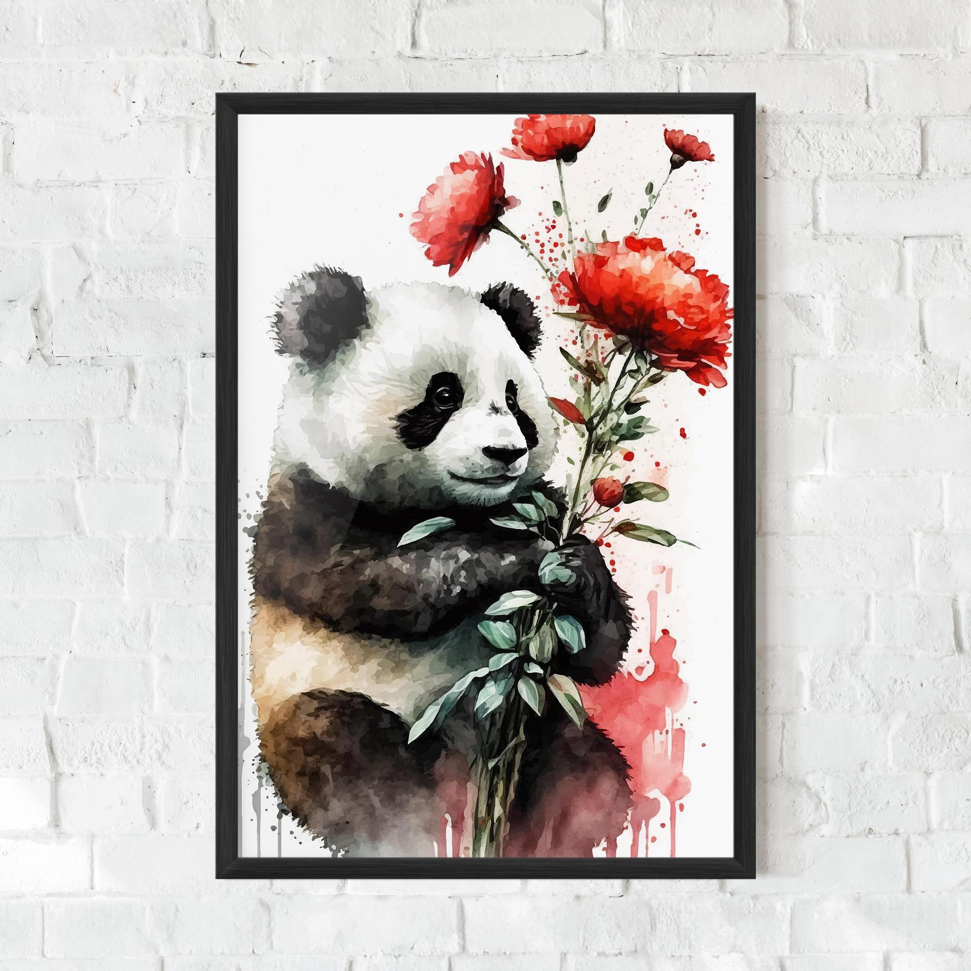 Рамкиран постер Red Flower Panda mockup 0