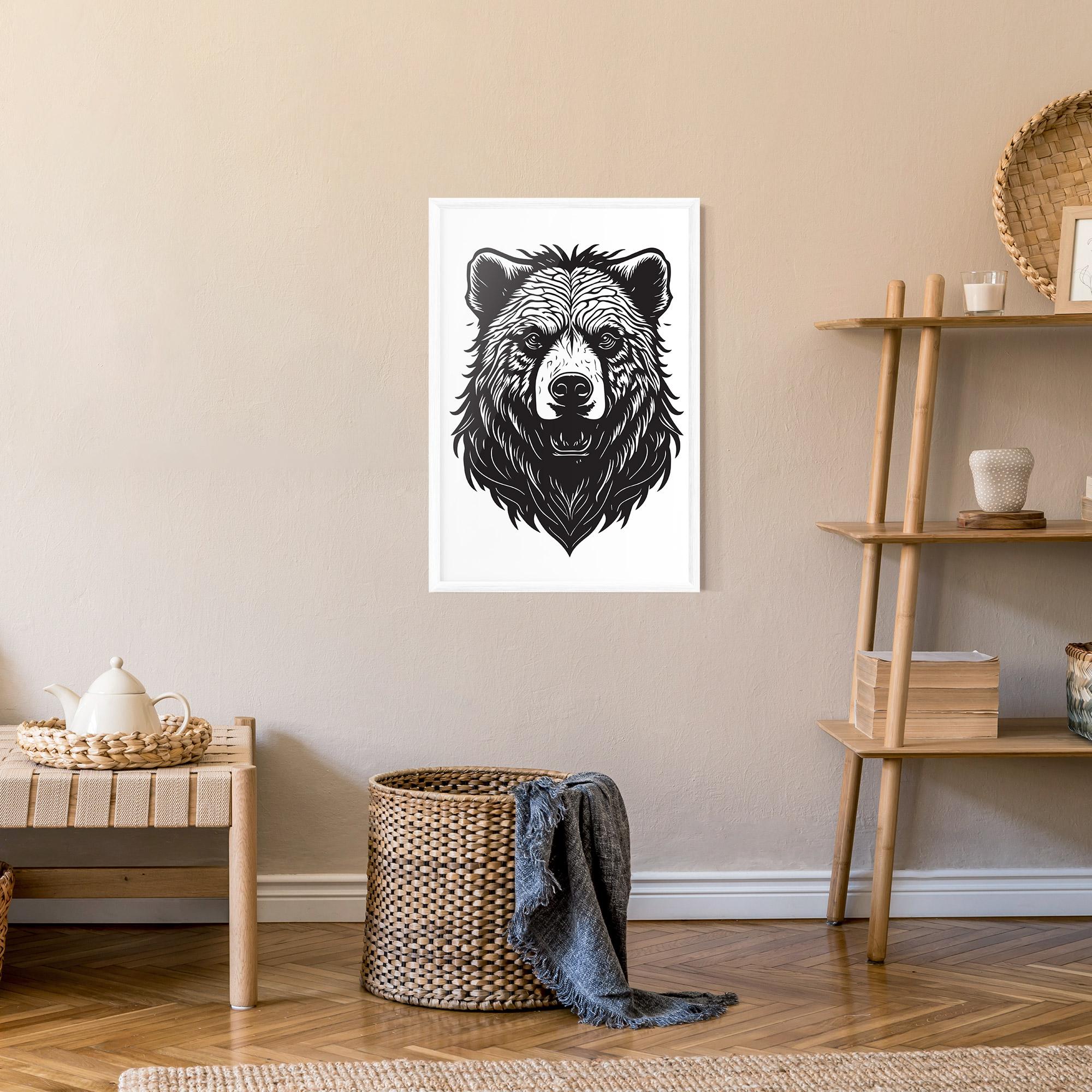 Рамкиран постер Bear Black Head mockup 9