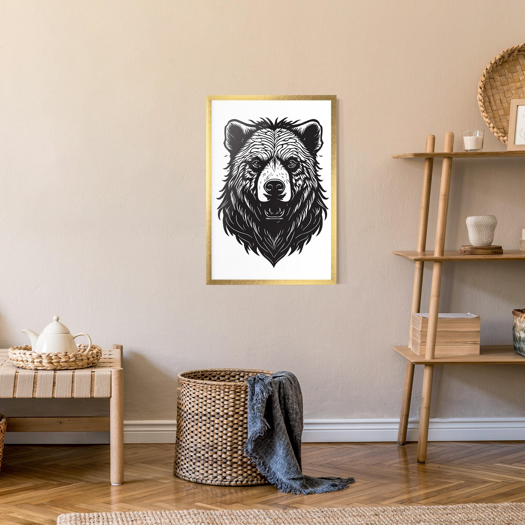 Рамкиран постер Bear Black Head mockup 9