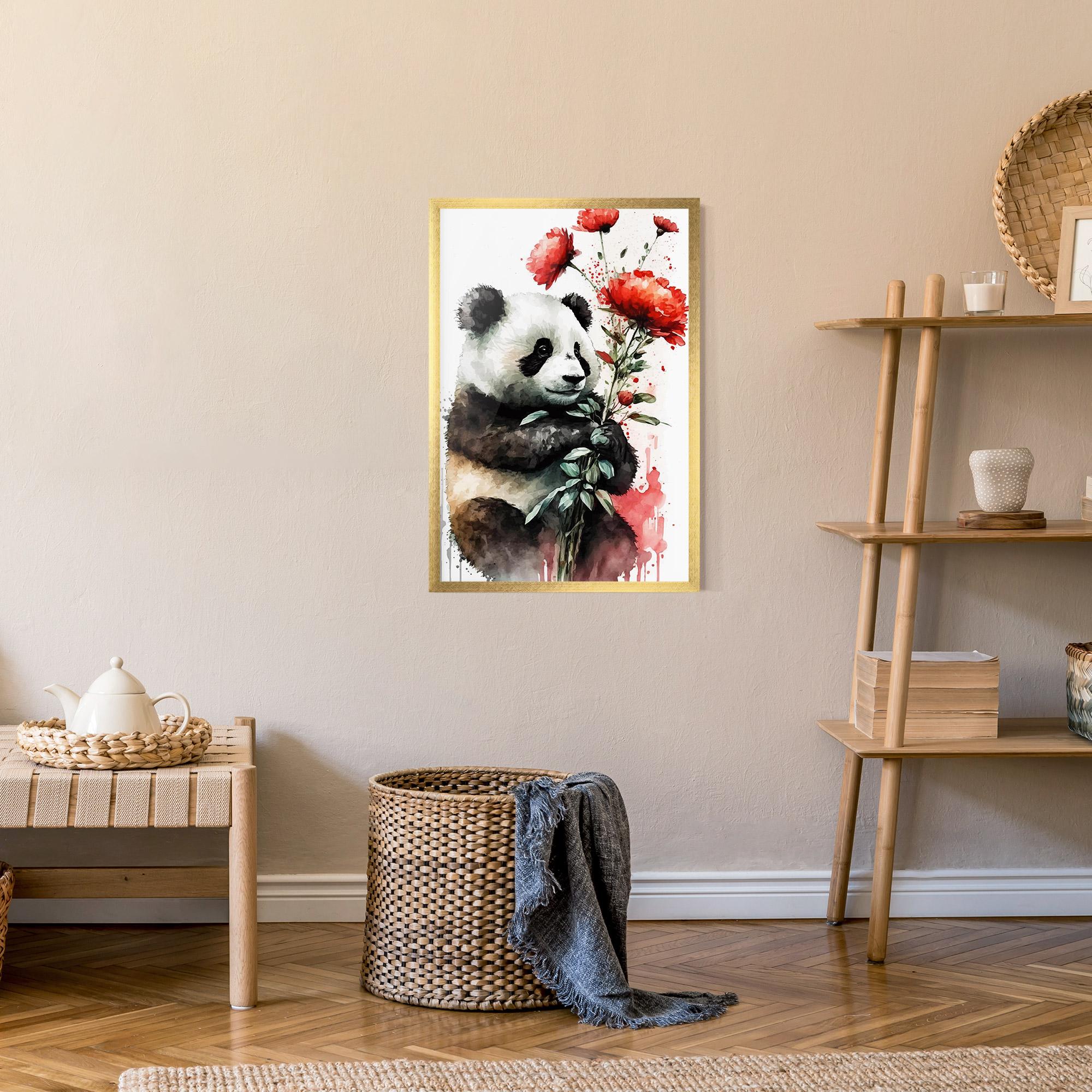 Рамкиран постер Red Flower Panda mockup 9