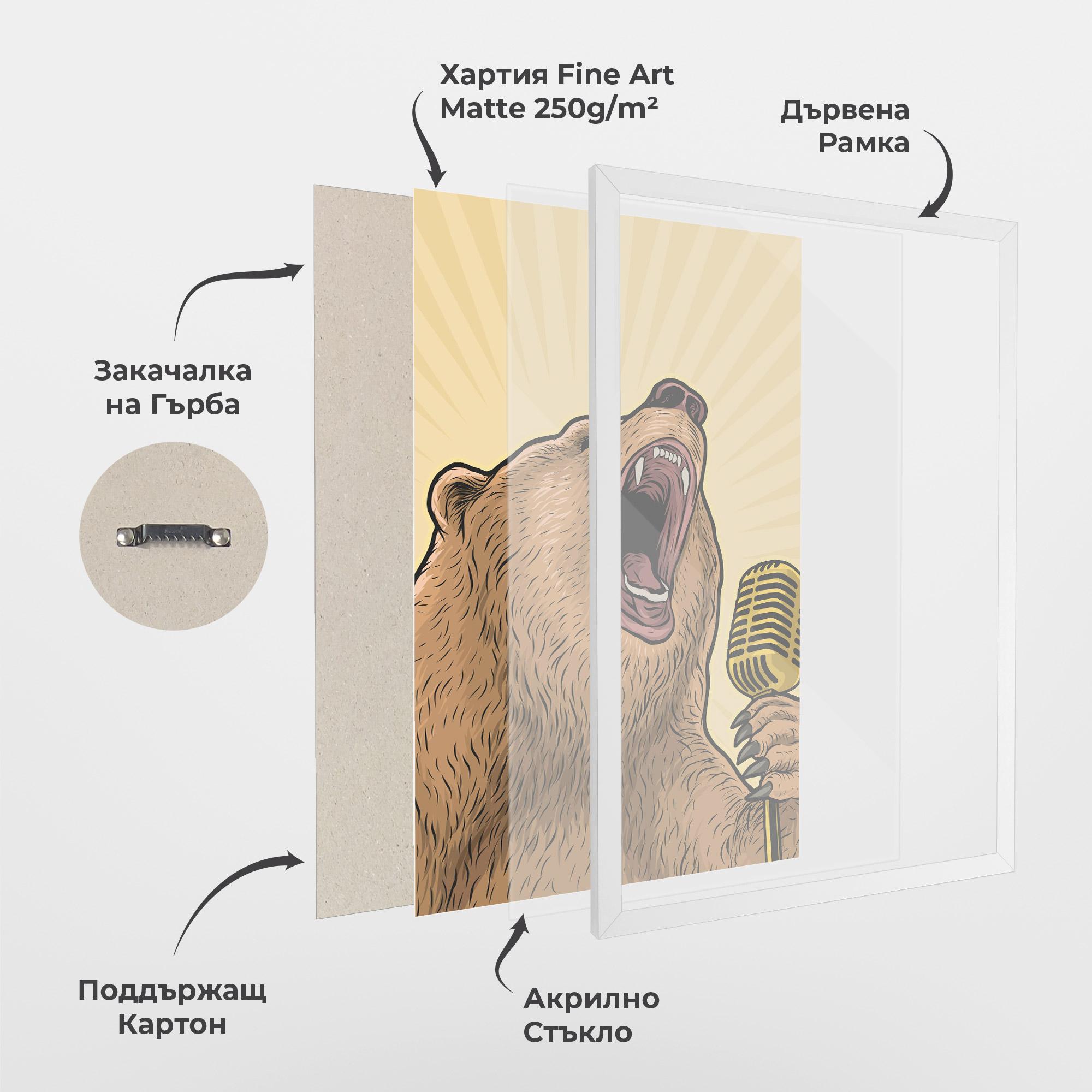 Рамкиран постер Bear Singing mockup 1