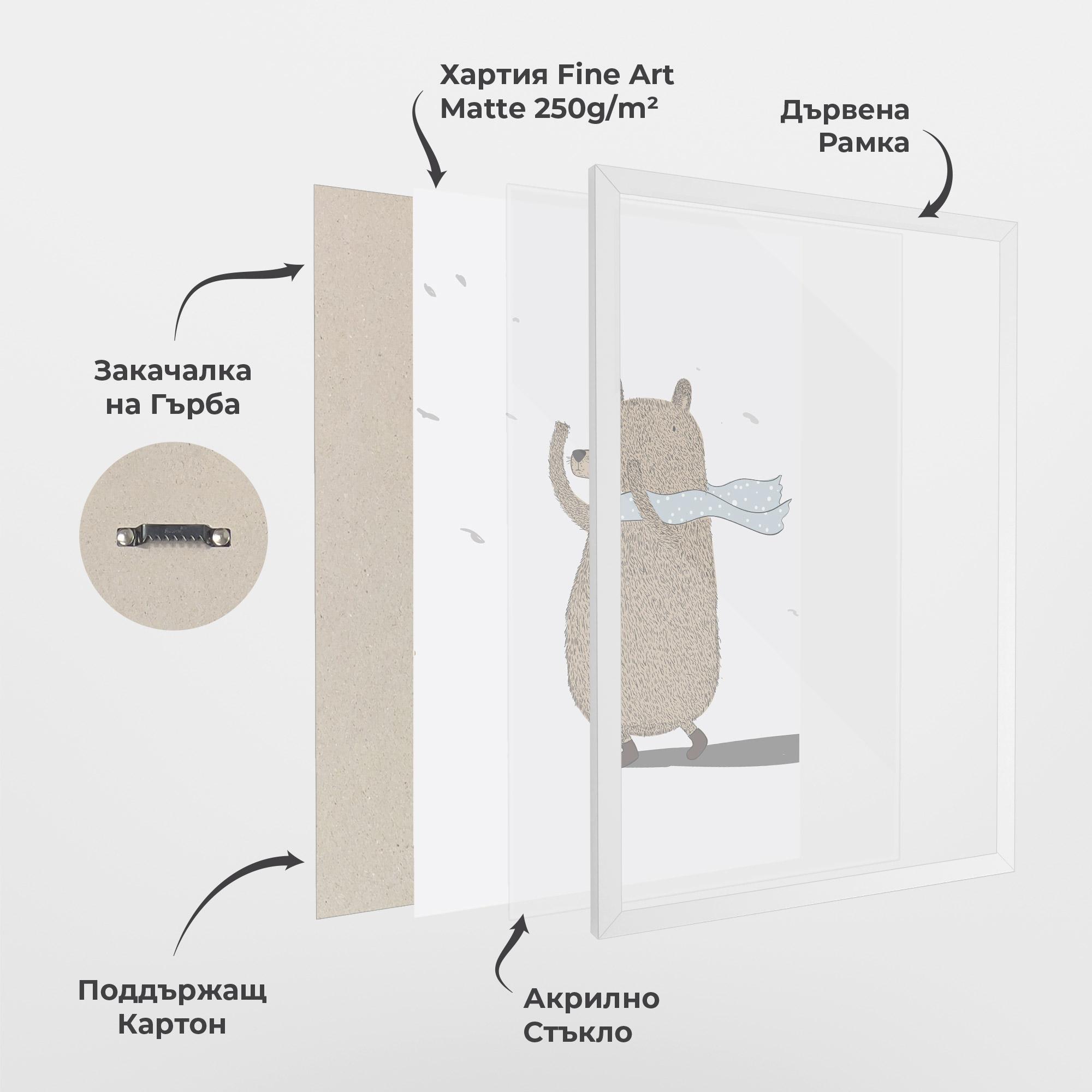 Рамкиран постер Bear Wearing A Scarf mockup 1