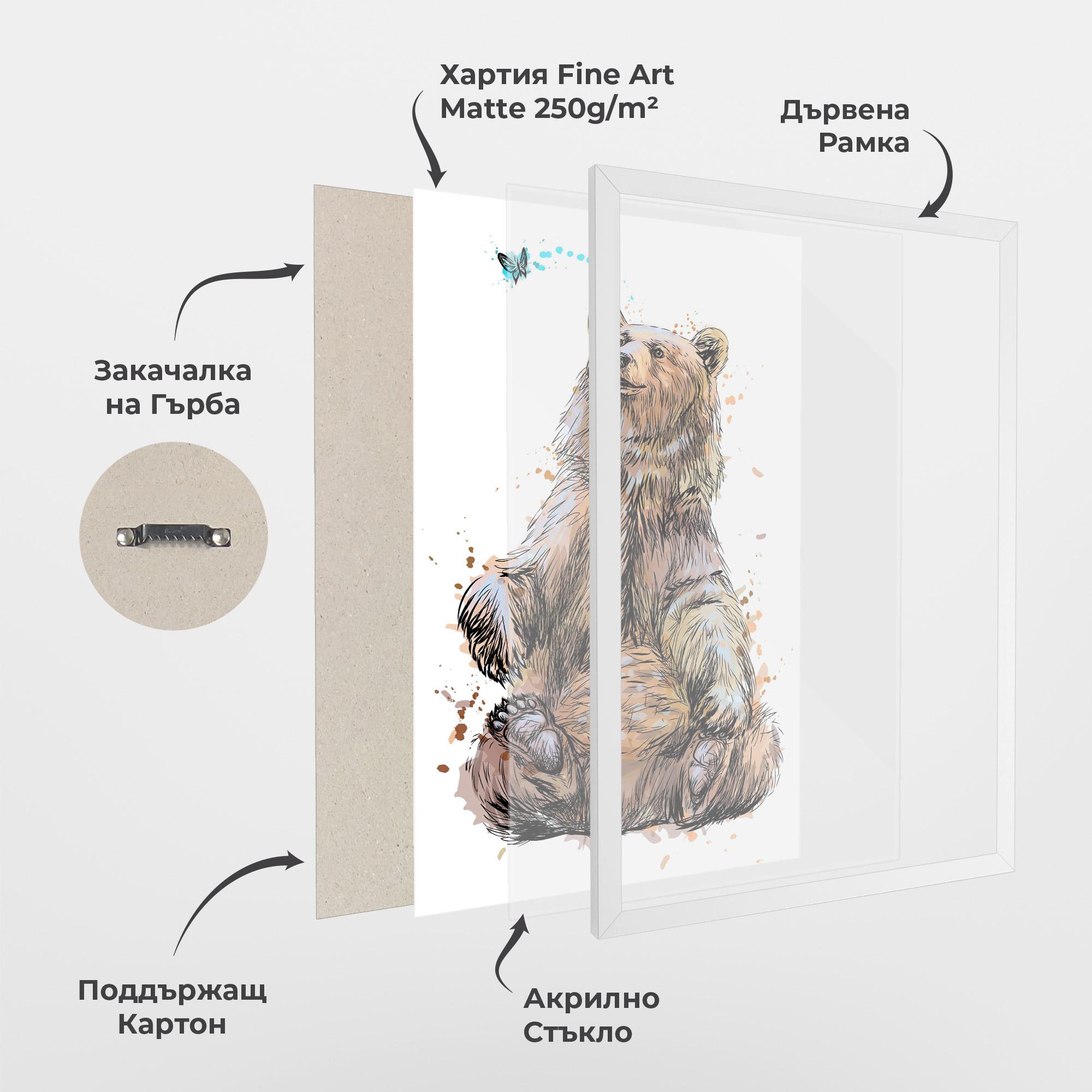 Рамкиран постер Butterfly Bear mockup 1