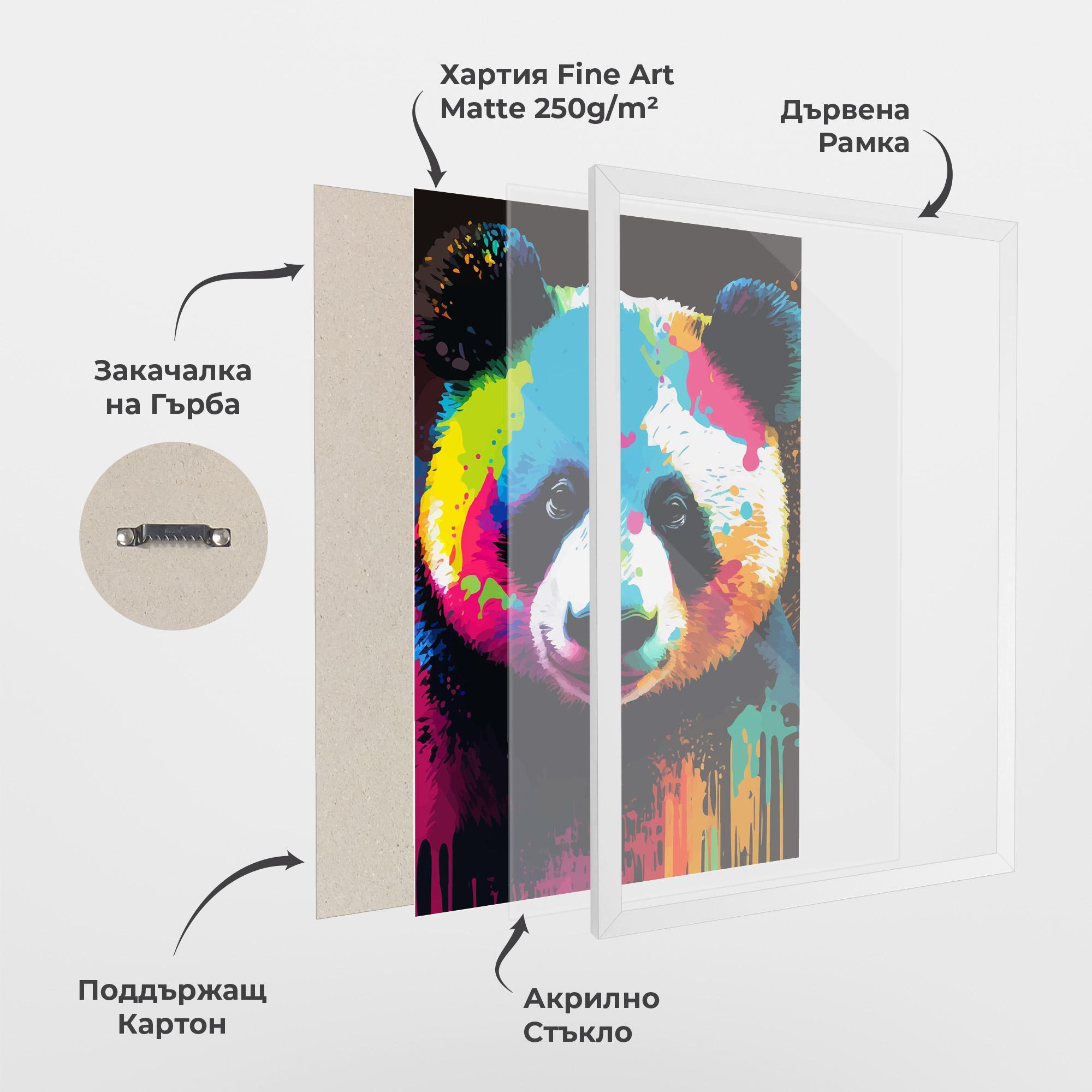 Рамкиран постер Panda Color Art mockup 1