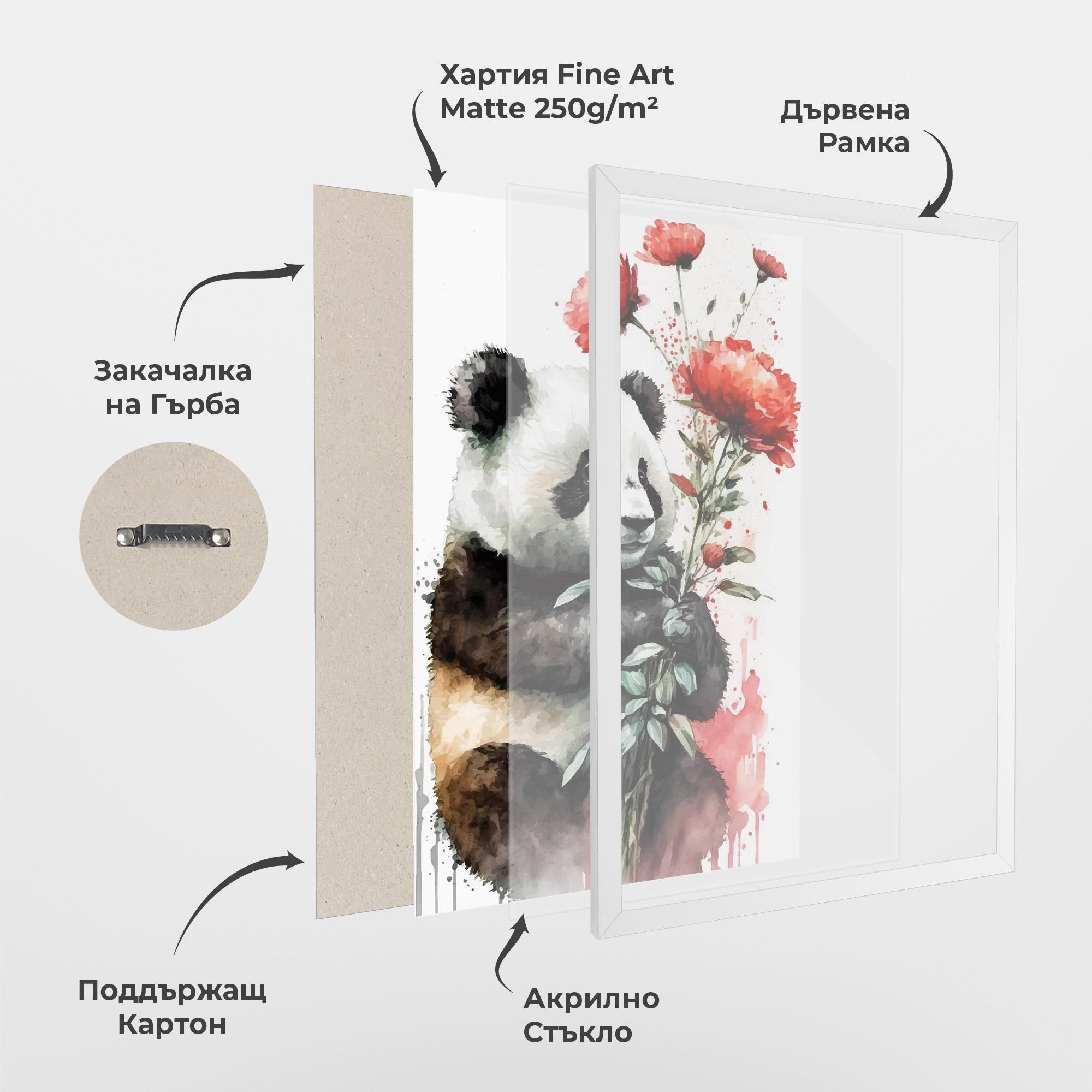 Рамкиран постер Red Flower Panda mockup 1