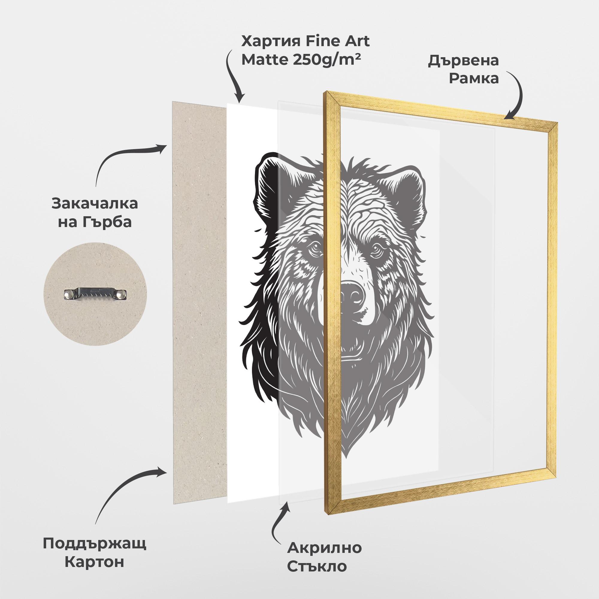 Рамкиран постер Bear Black Head mockup 1