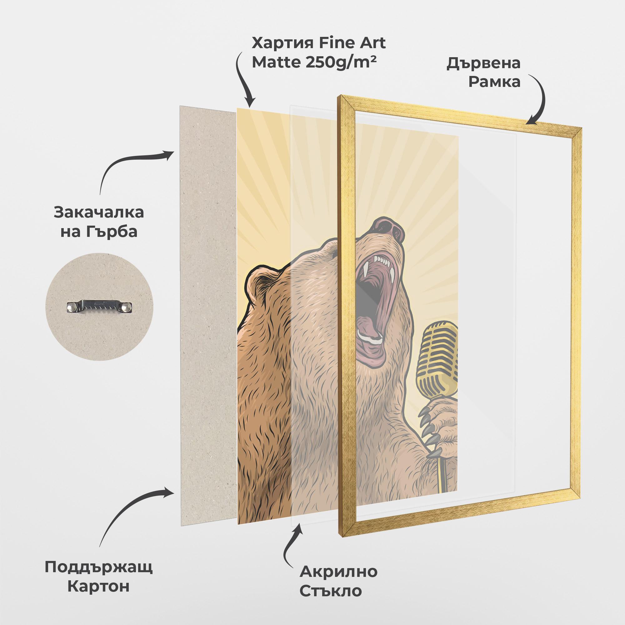 Рамкиран постер Bear Singing mockup 1