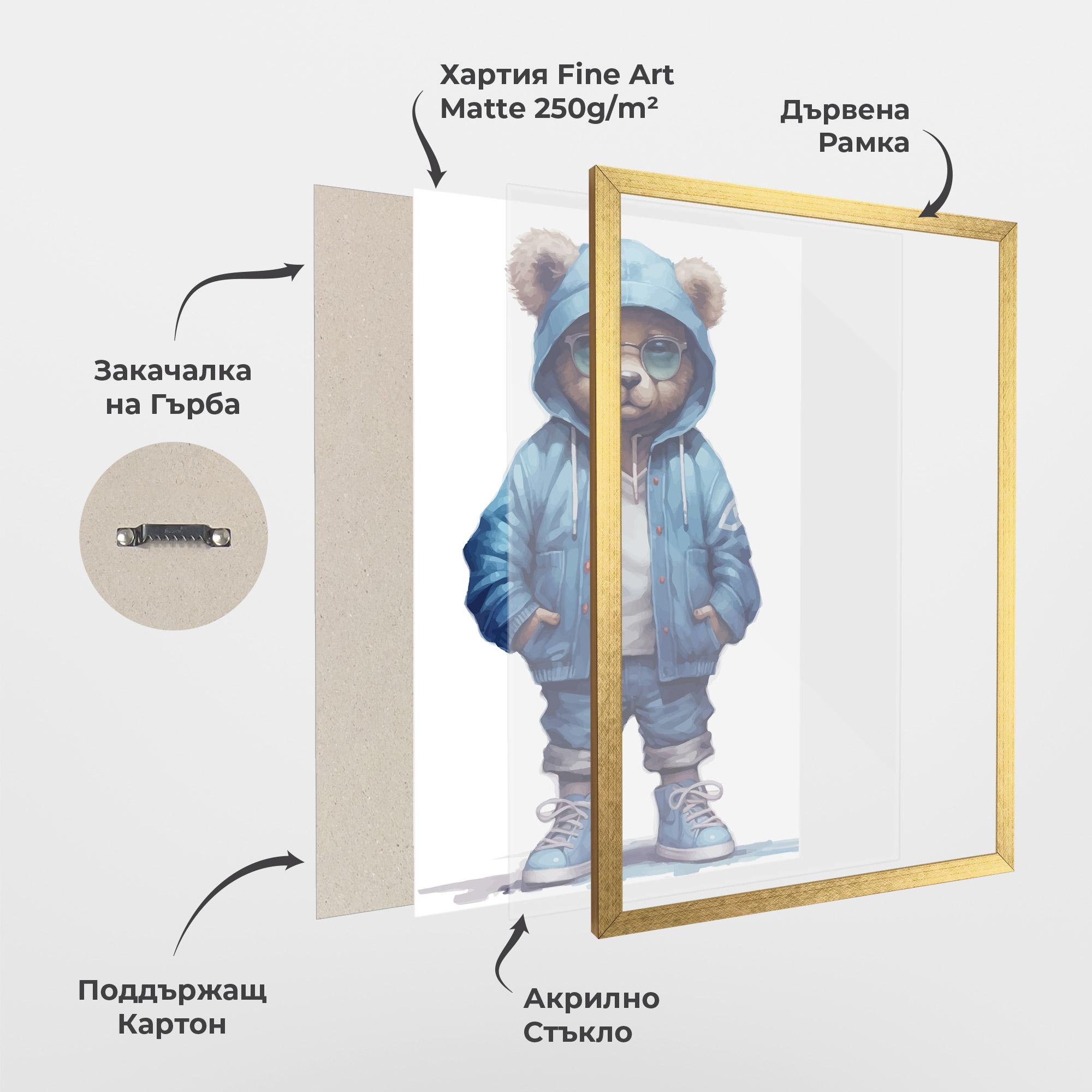 Рамкиран постер Glasses Bear mockup 1