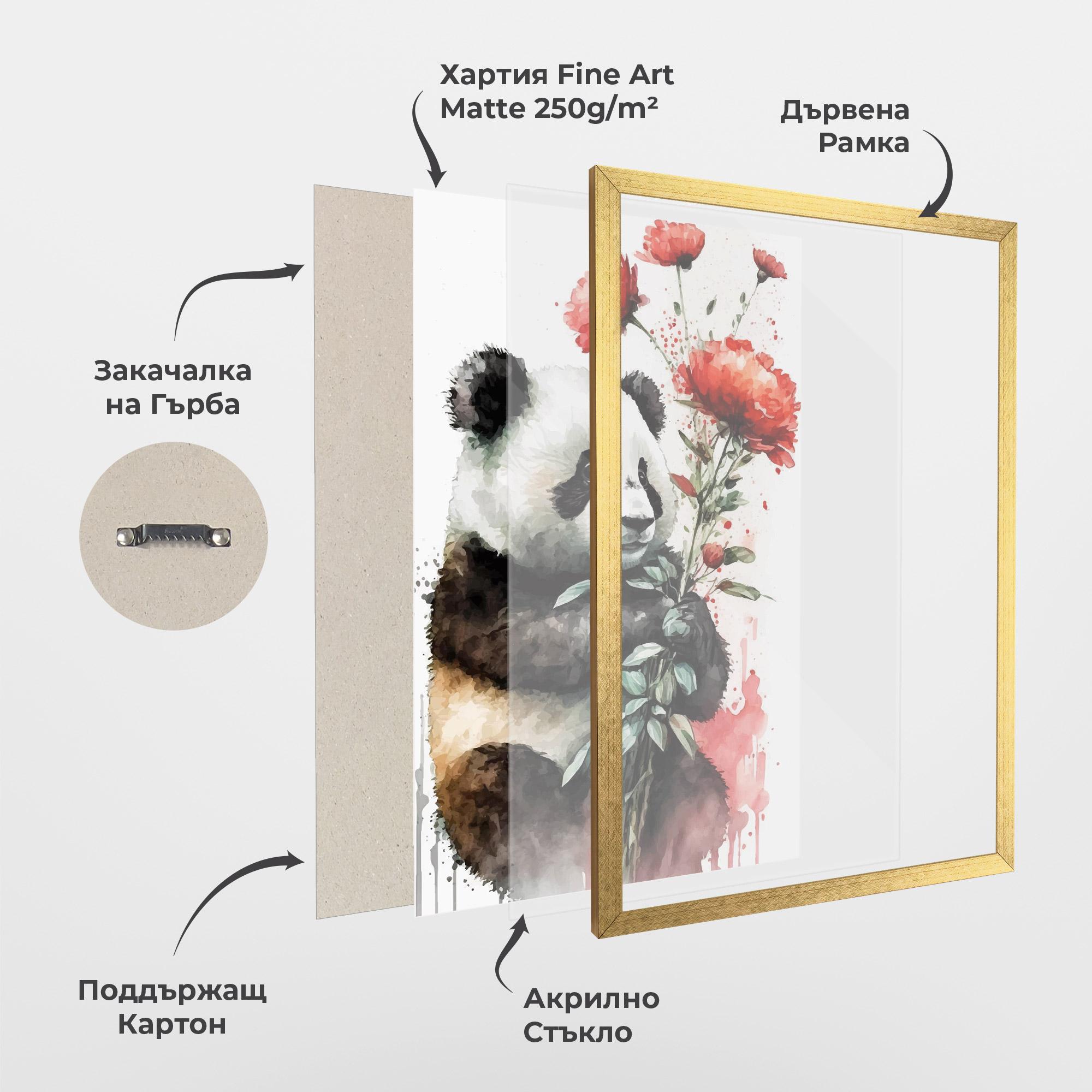 Рамкиран постер Red Flower Panda mockup 1