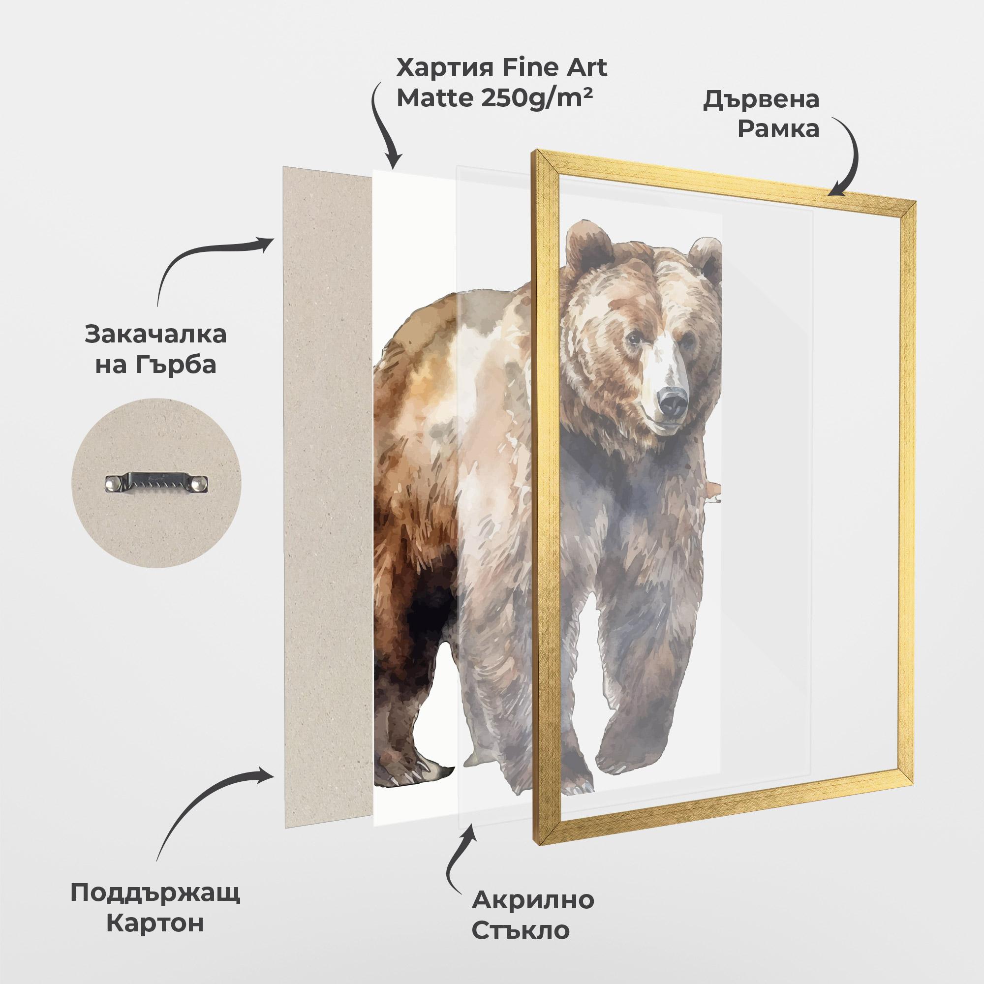 Рамкиран постер Watercolor Bear Art mockup 1