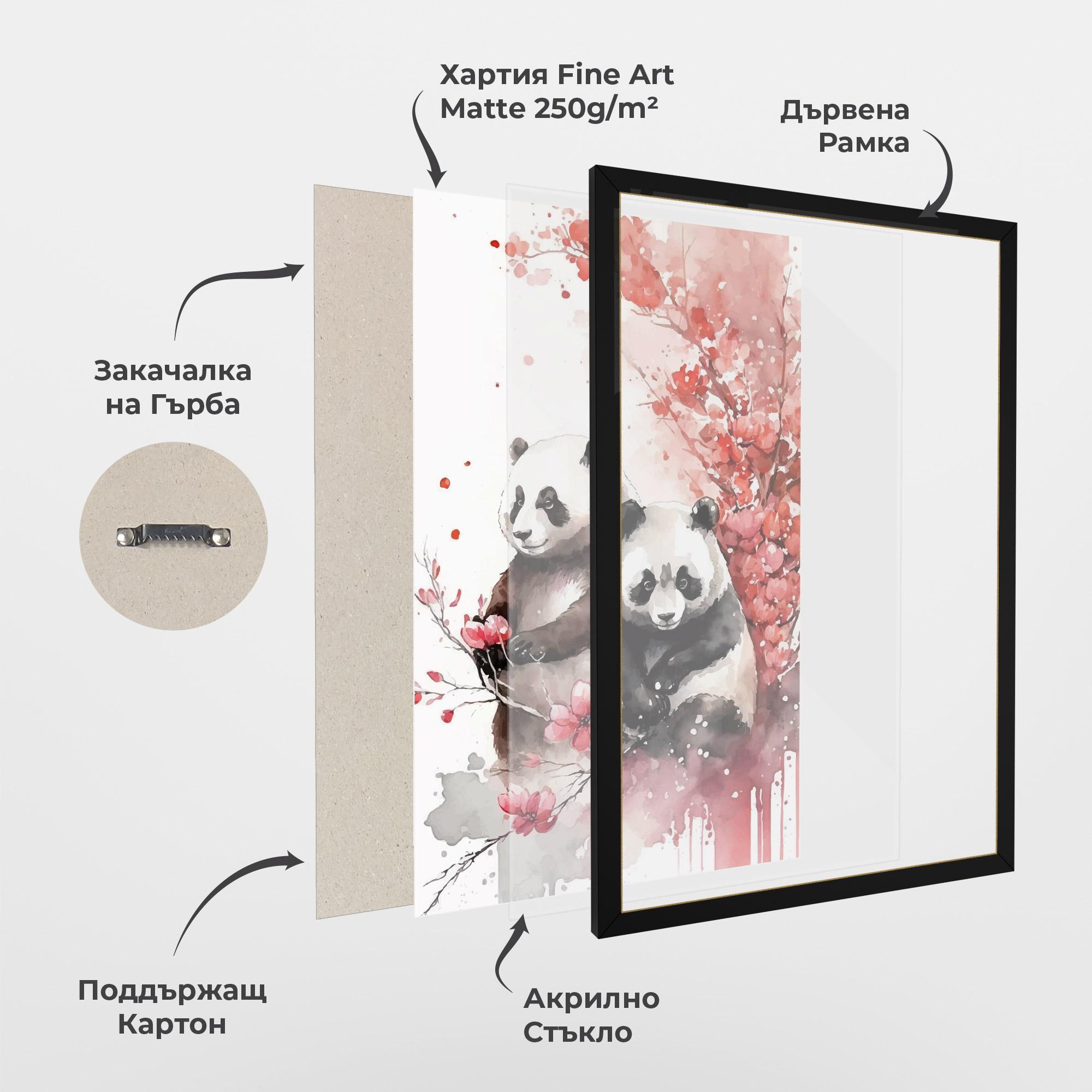 Рамкиран постер Blossom Panda mockup 1