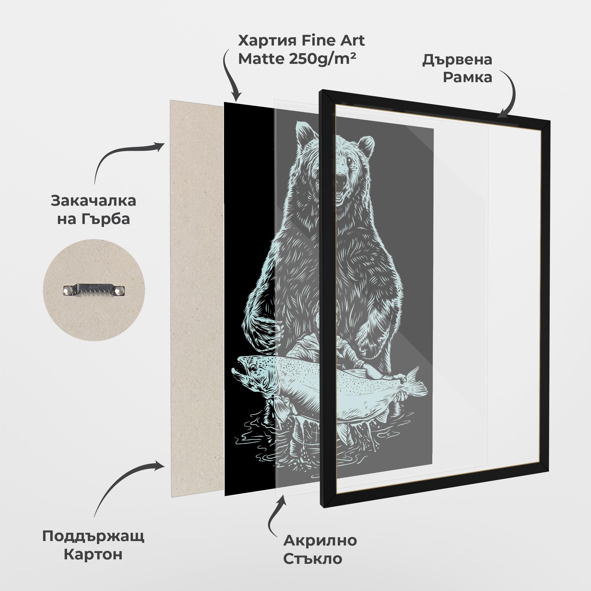 Рамкиран постер Fishing Bear mockup 1