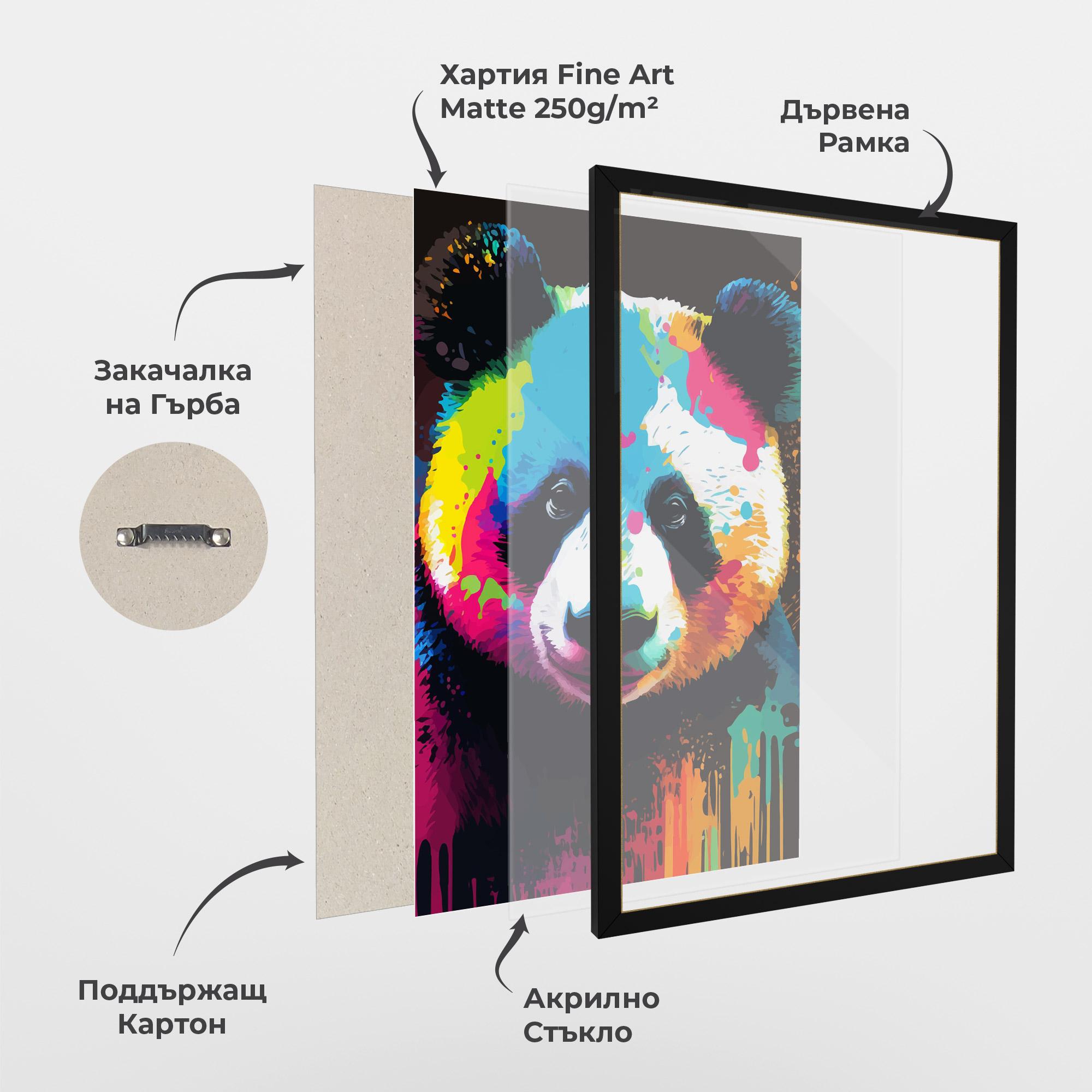 Рамкиран постер Panda Color Art mockup 1