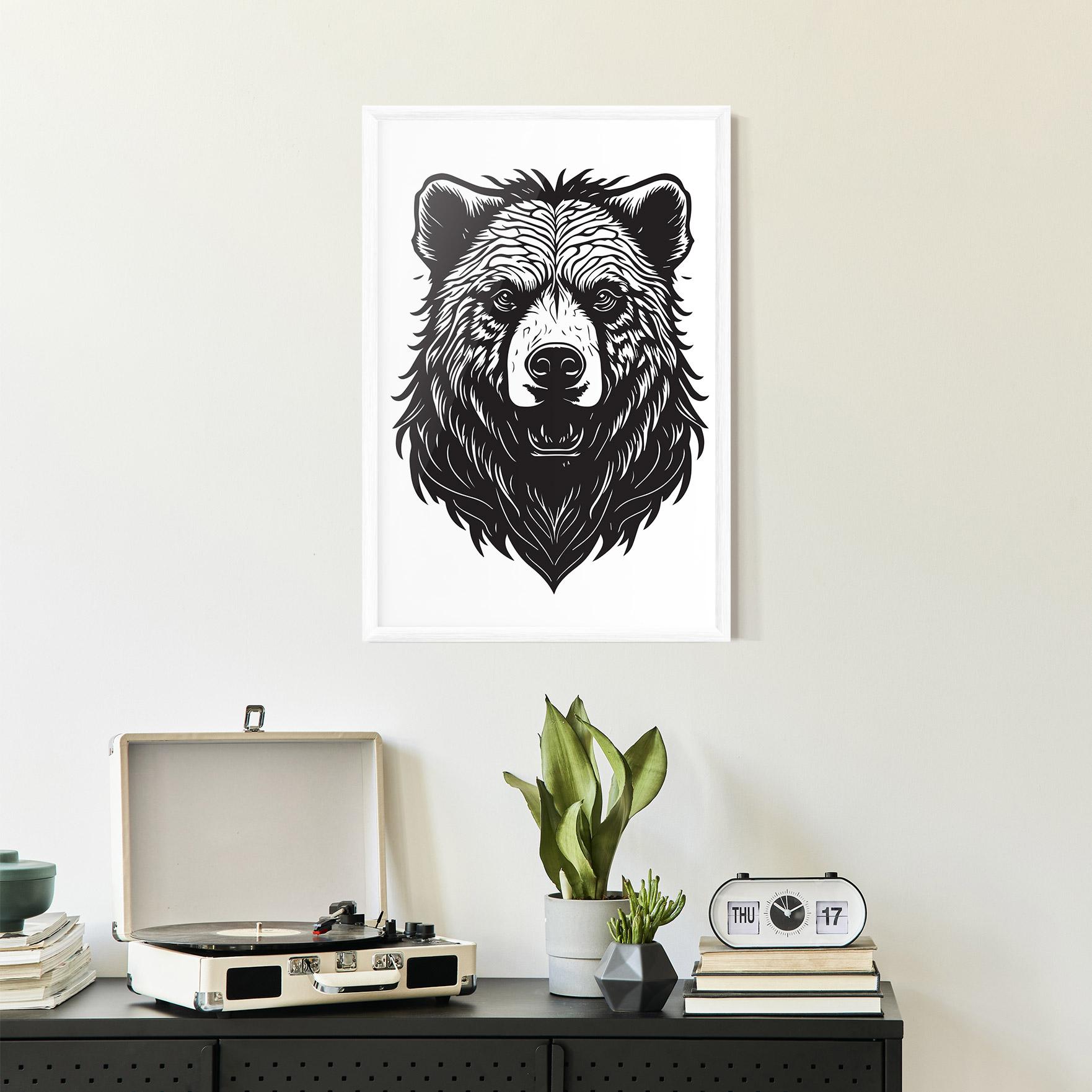Рамкиран постер Bear Black Head mockup 2
