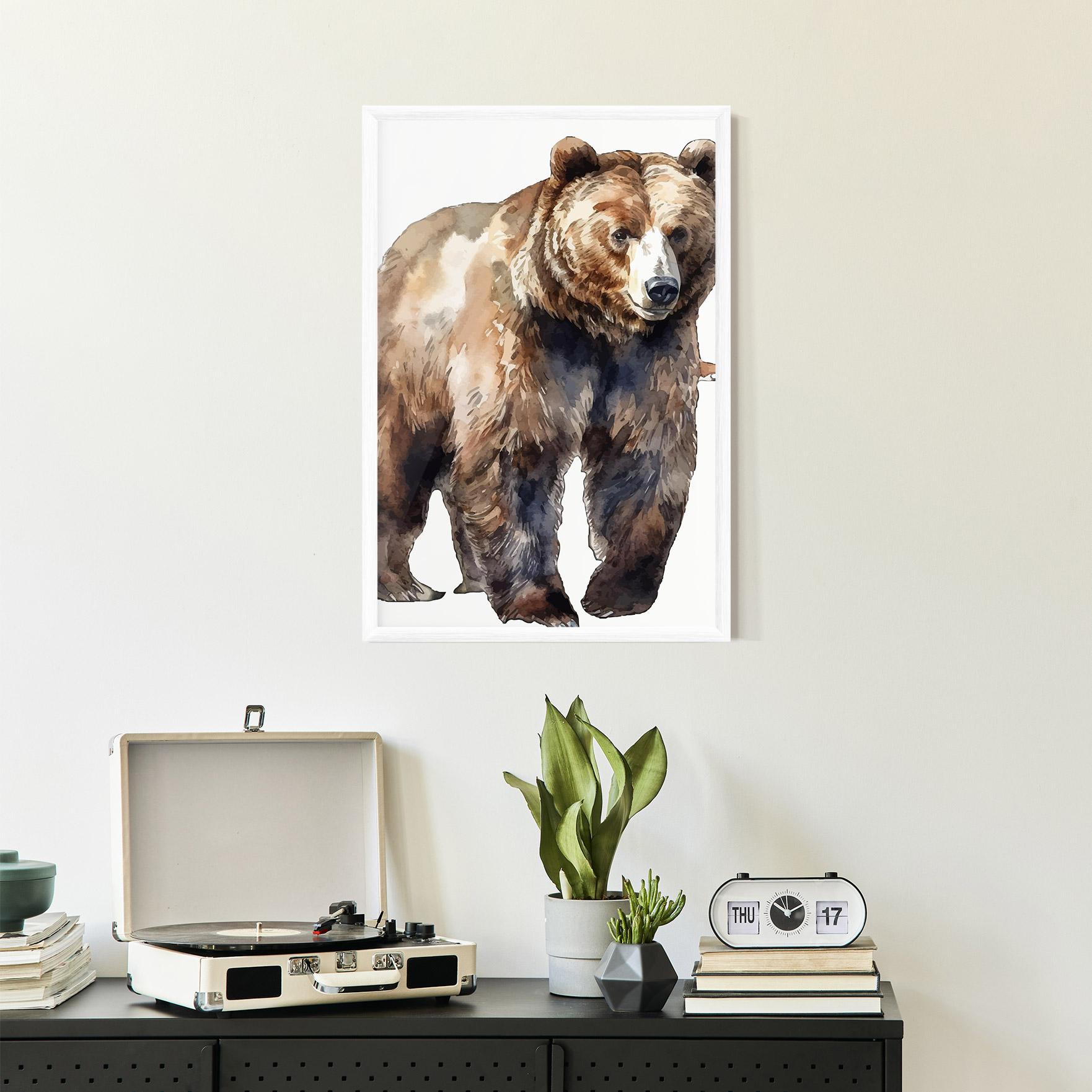 Рамкиран постер Watercolor Bear Art mockup 2