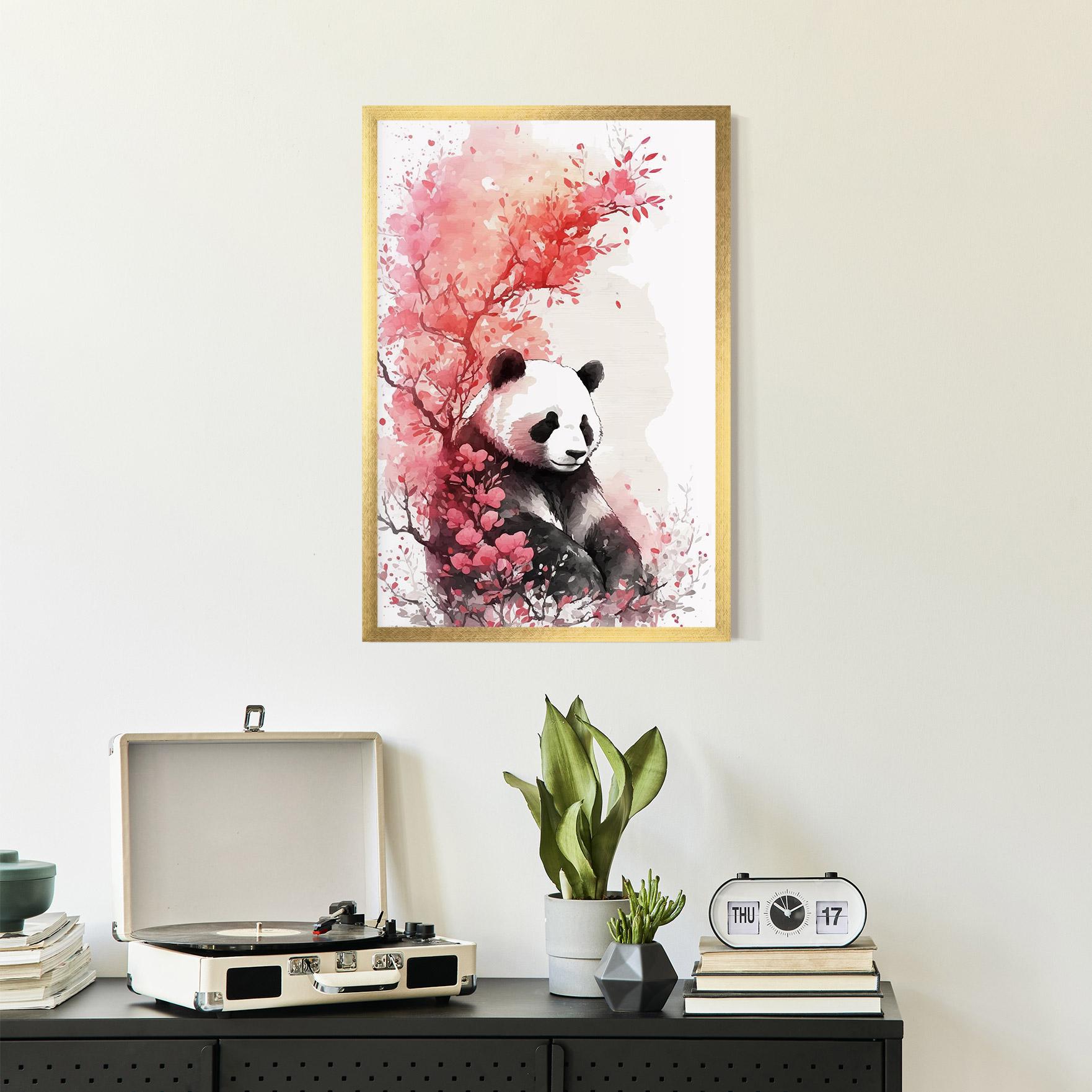 Рамкиран постер Pink Flower Panda mockup 2