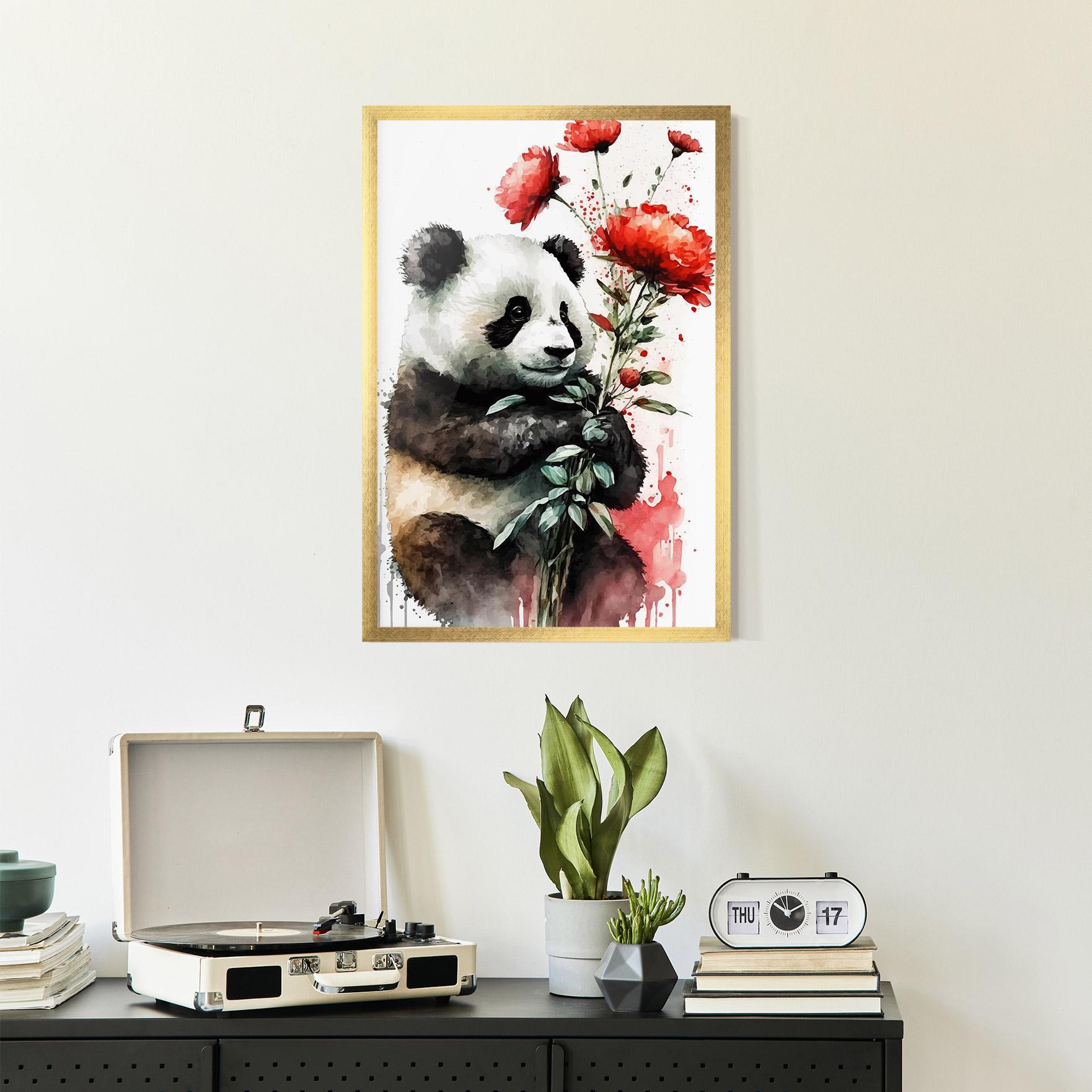 Рамкиран постер Red Flower Panda mockup 2