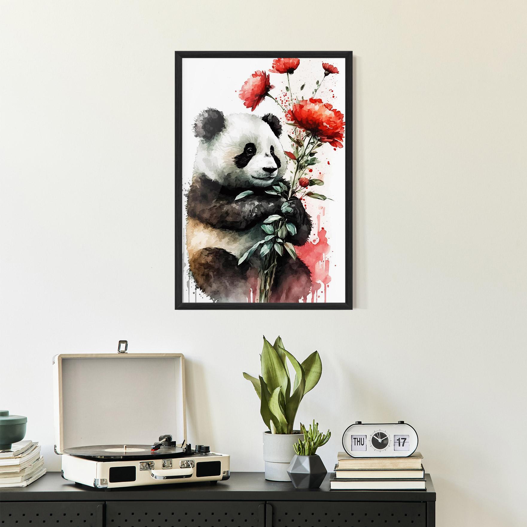 Рамкиран постер Red Flower Panda mockup 2
