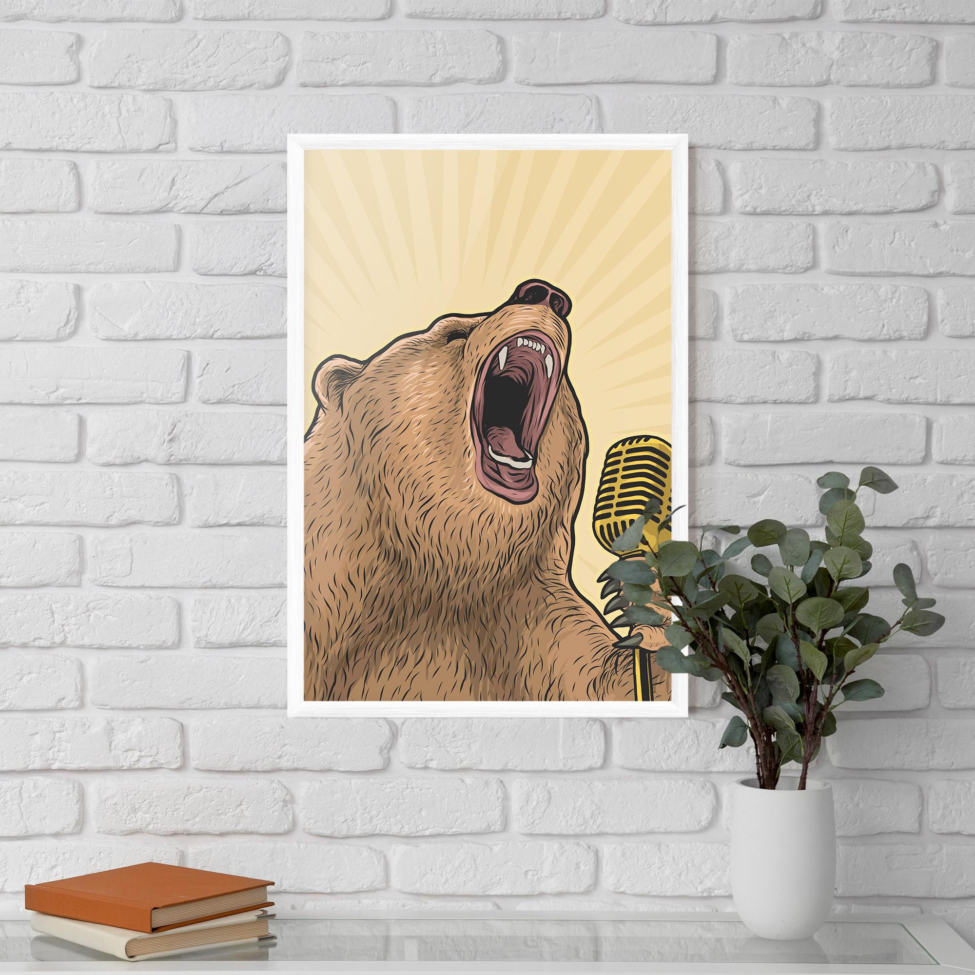 Рамкиран постер Bear Singing mockup 5